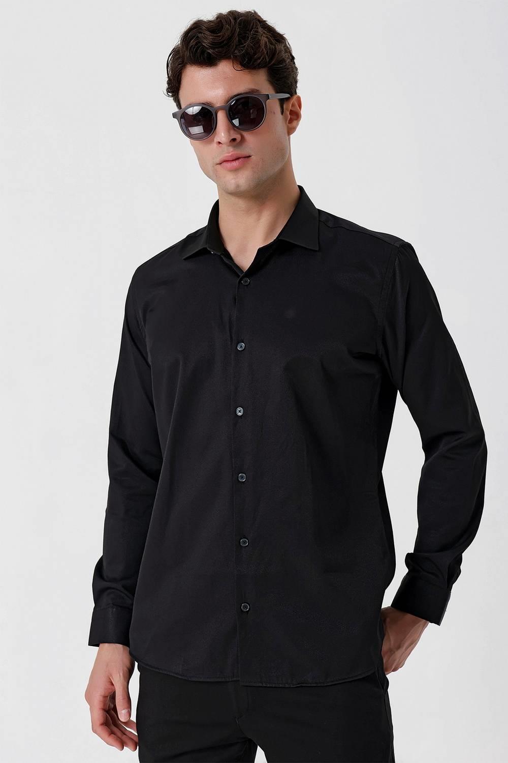 GK 677 Slim Fit Siyah Altro Gömlek