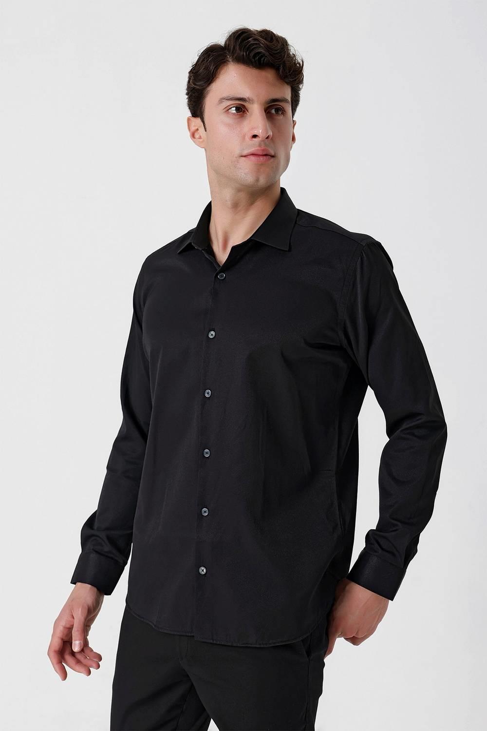 GK 677 Slim Fit Siyah Altro Gömlek