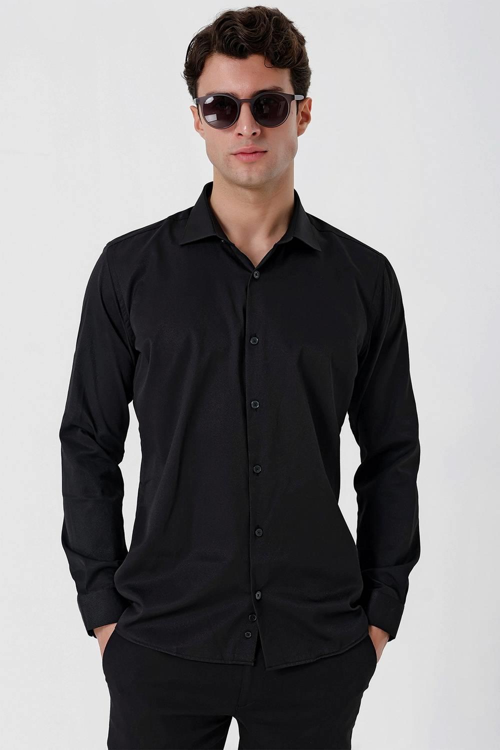 GK 677 Slim Fit Siyah Altro Gömlek