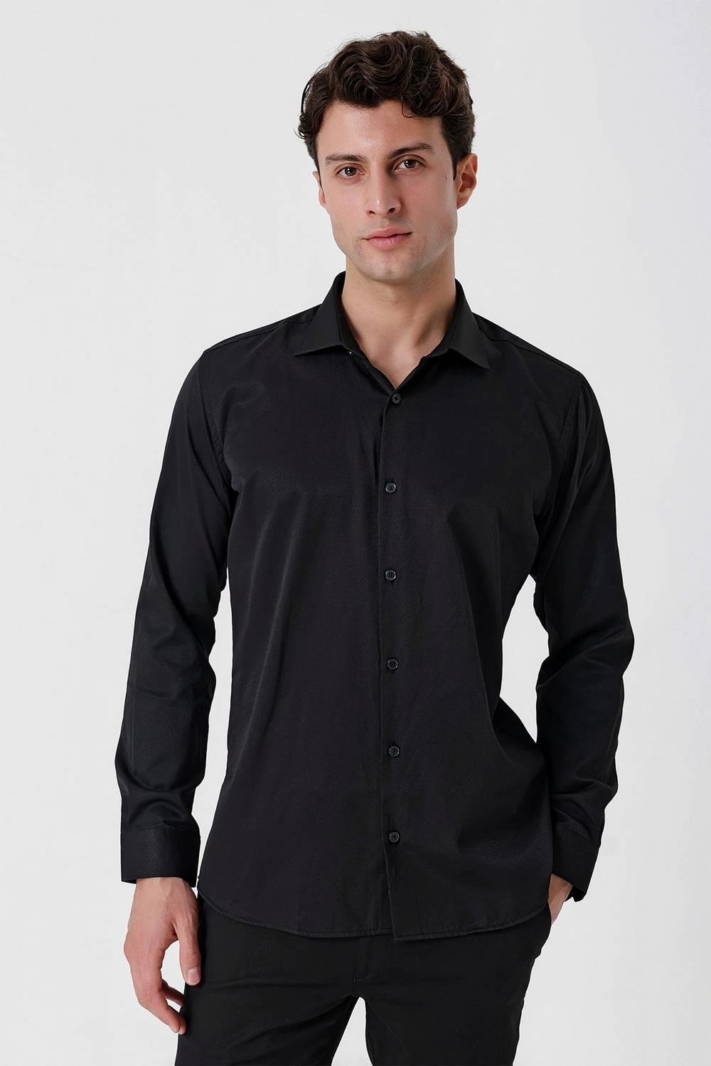 GK 677 Slim Fit Siyah Altro Gömlek