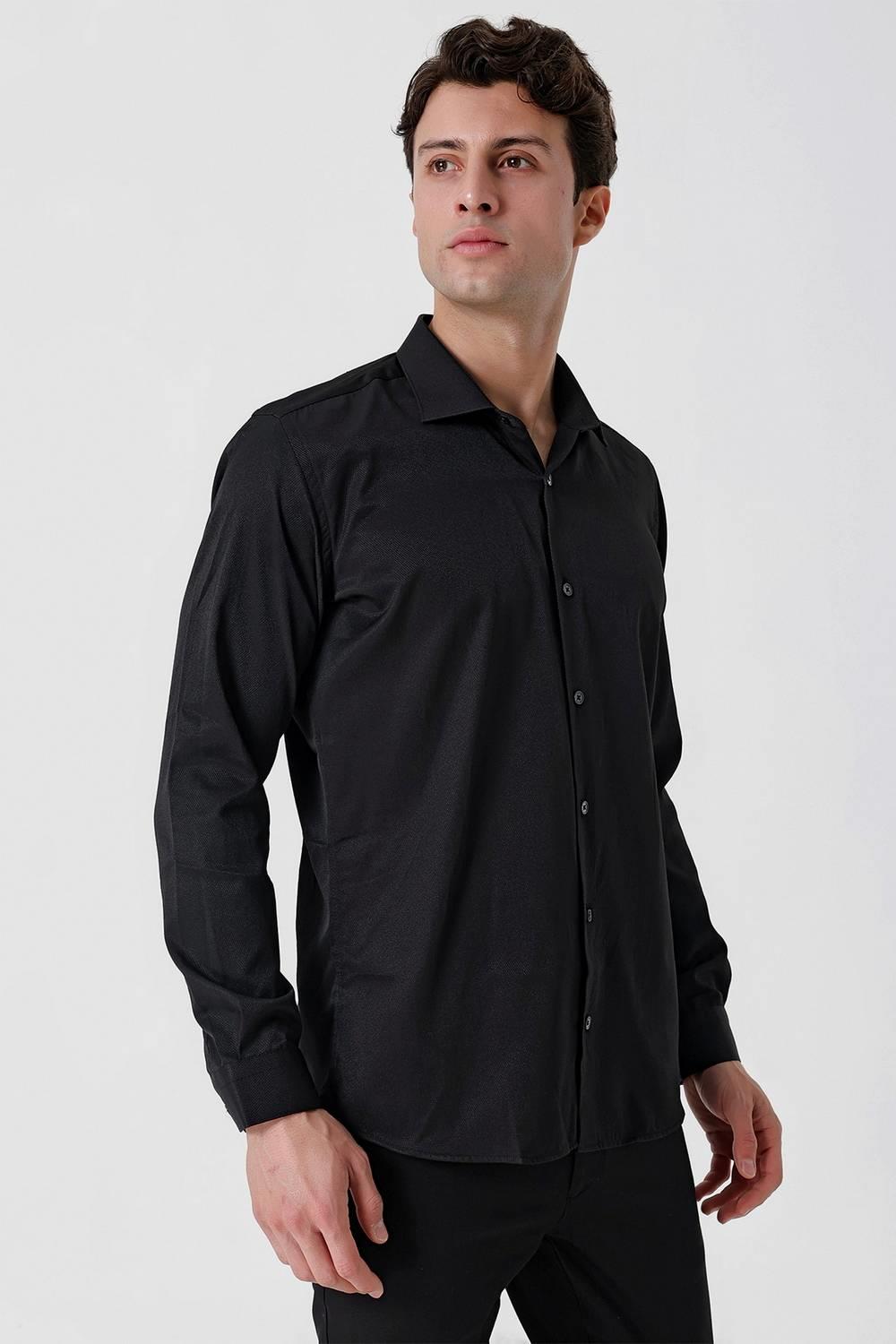GK 677 Slim Fit Siyah Altro Gömlek