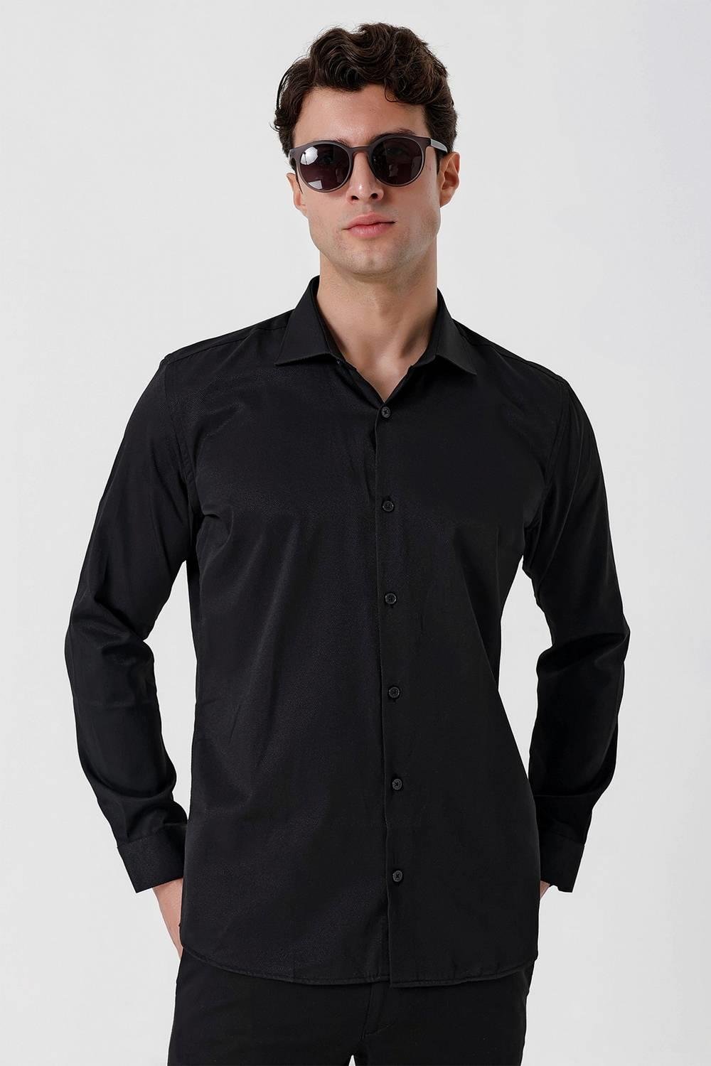 GK 677 Slim Fit Siyah Altro Gömlek