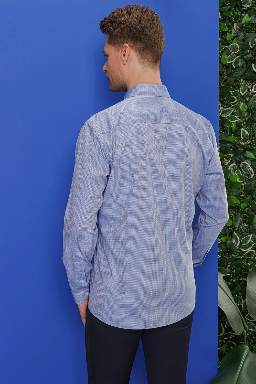 GK 678 Slim Fit Koyu Mavi Klasik Gömlek