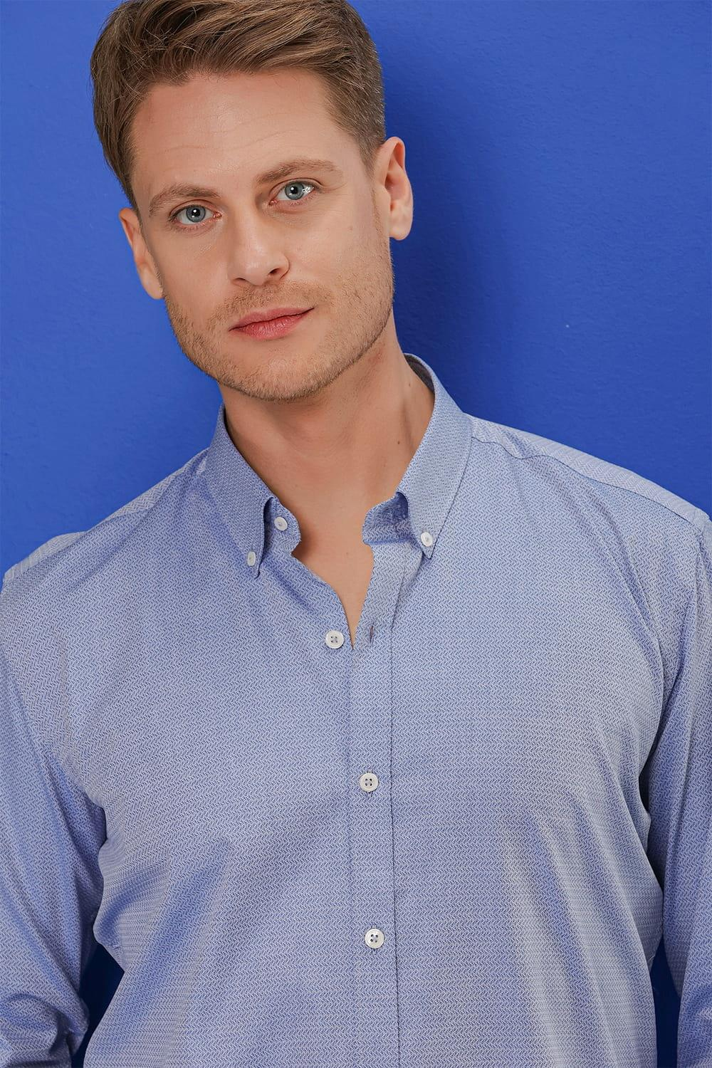 GK 678 Slim Fit Koyu Mavi Klasik Gömlek