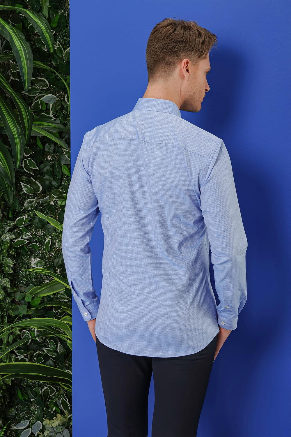 GK 678 Slim Fit Mavi Klasik Gömlek