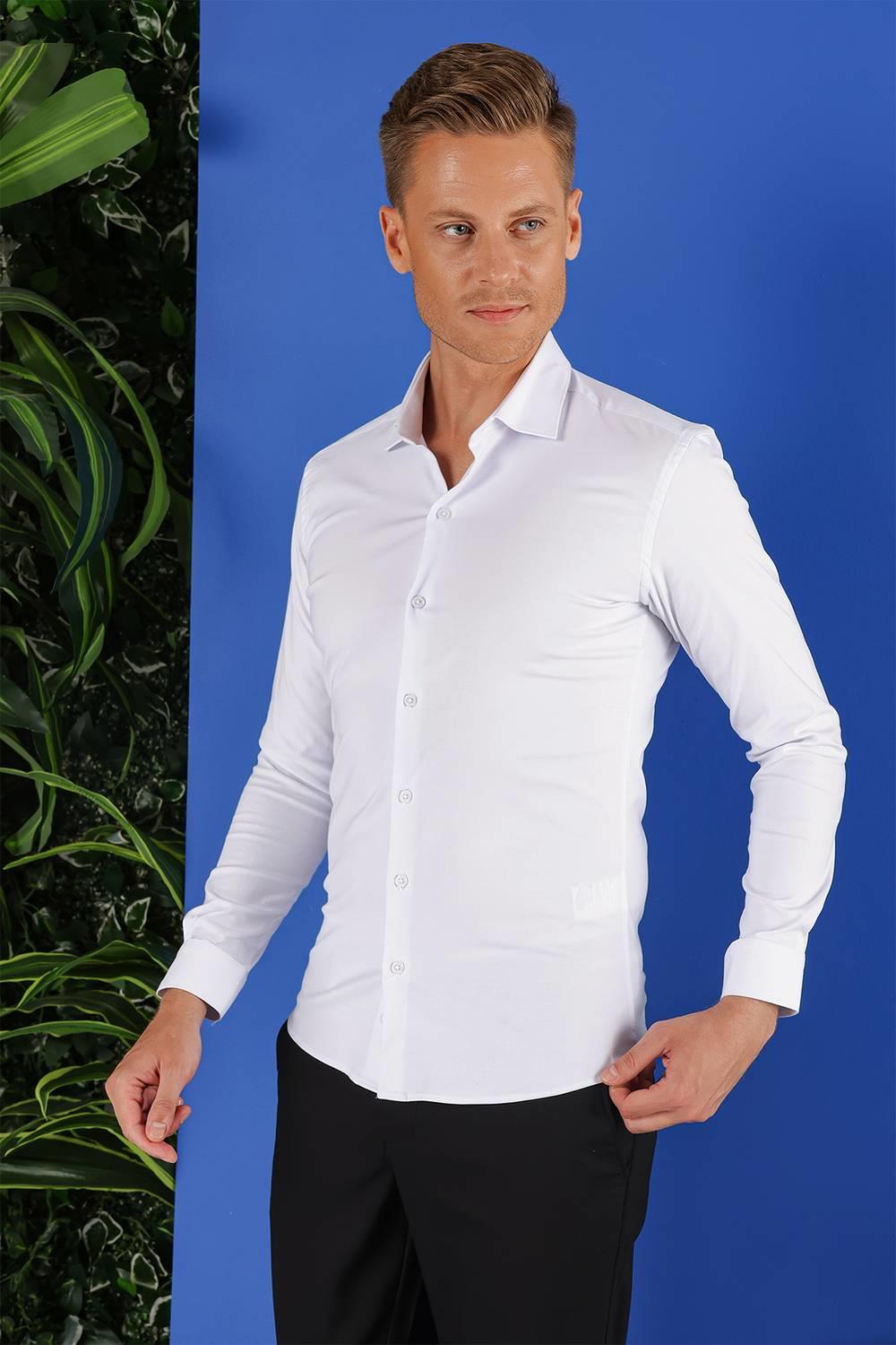 GK 690 Slim Fit Beyaz Klasik Gömlek