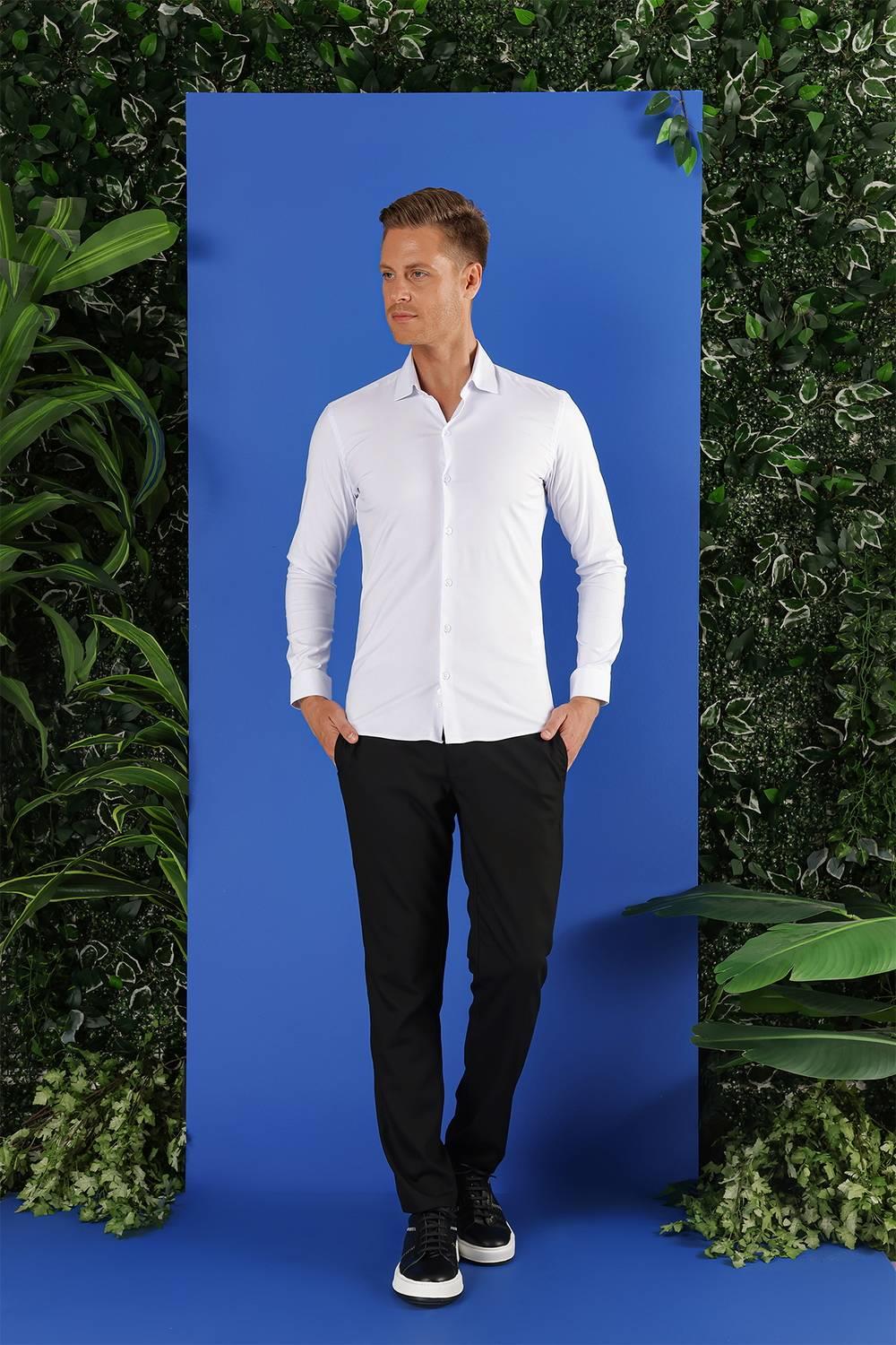 GK 690 Slim Fit Beyaz Klasik Gömlek