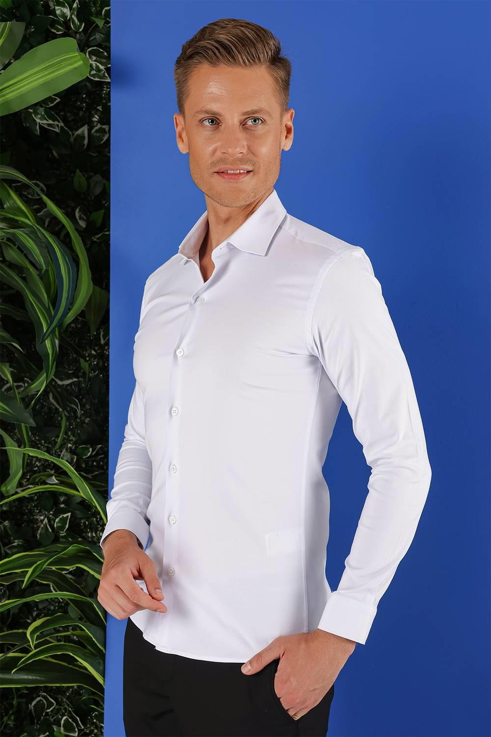 GK 690 Slim Fit Beyaz Klasik Gömlek