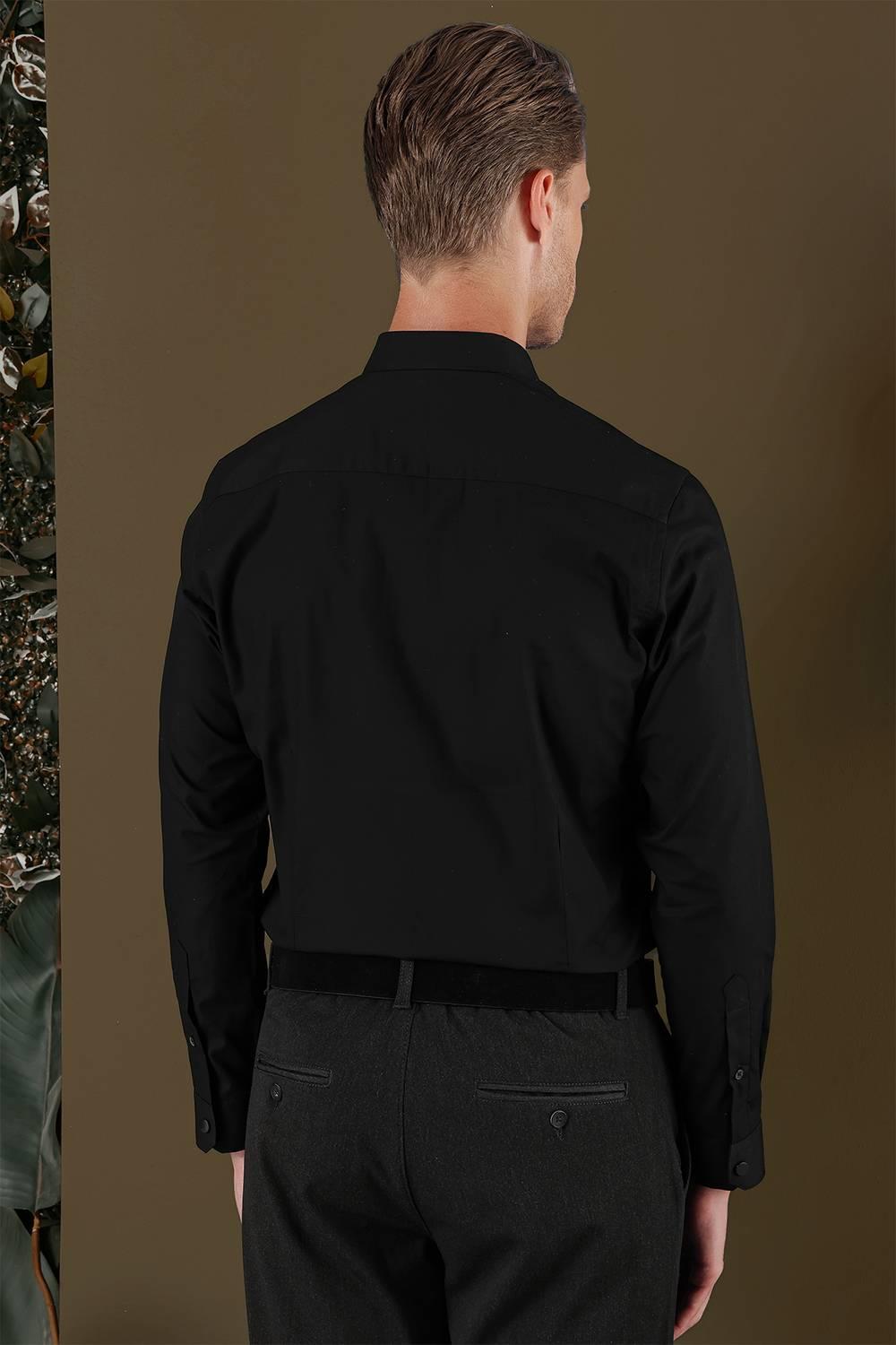 GK 700 Slim Fit Siyah Klasik Gömlek