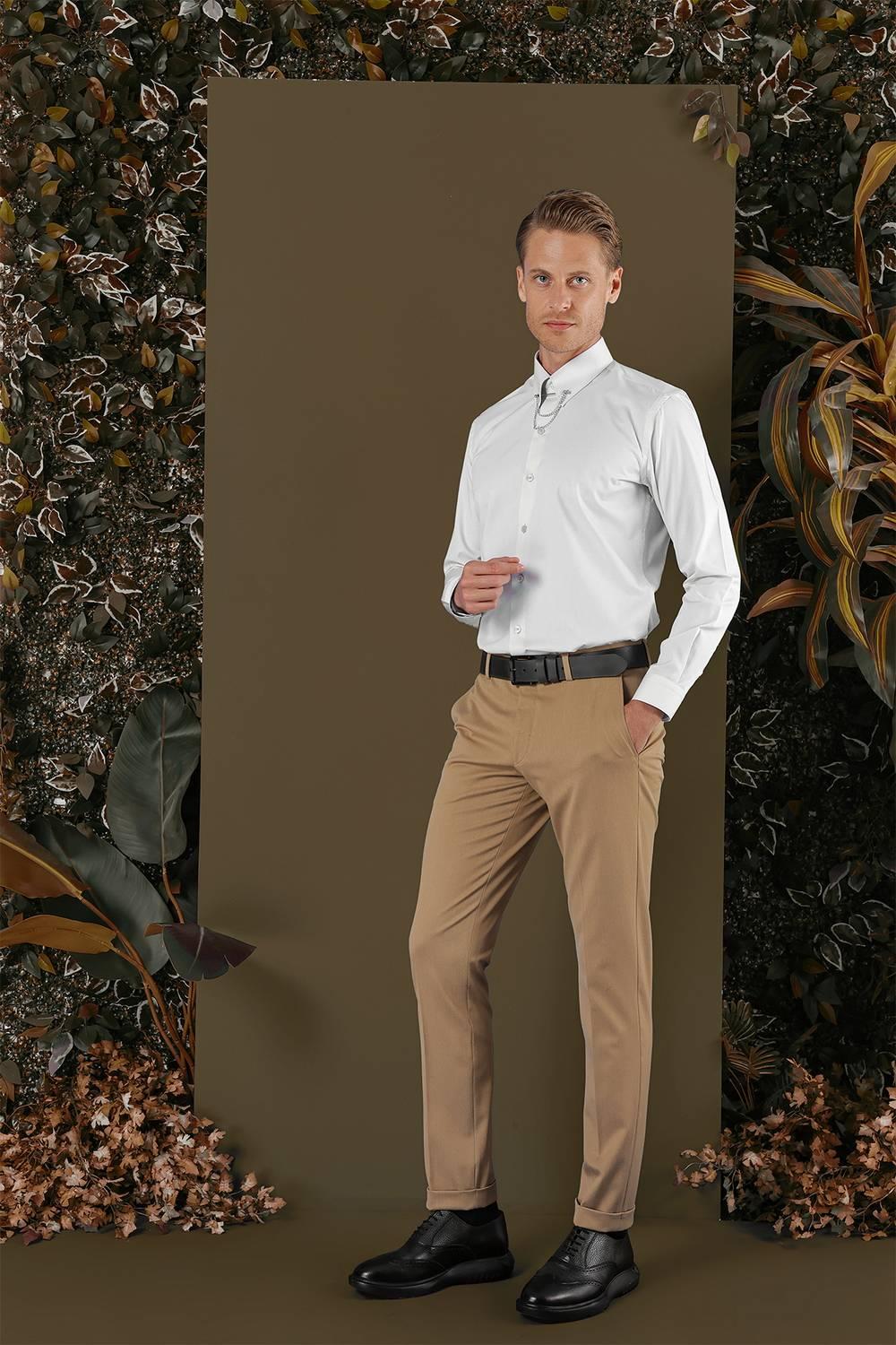 GK 704 Slim Fit Mavi Klasik Gömlek