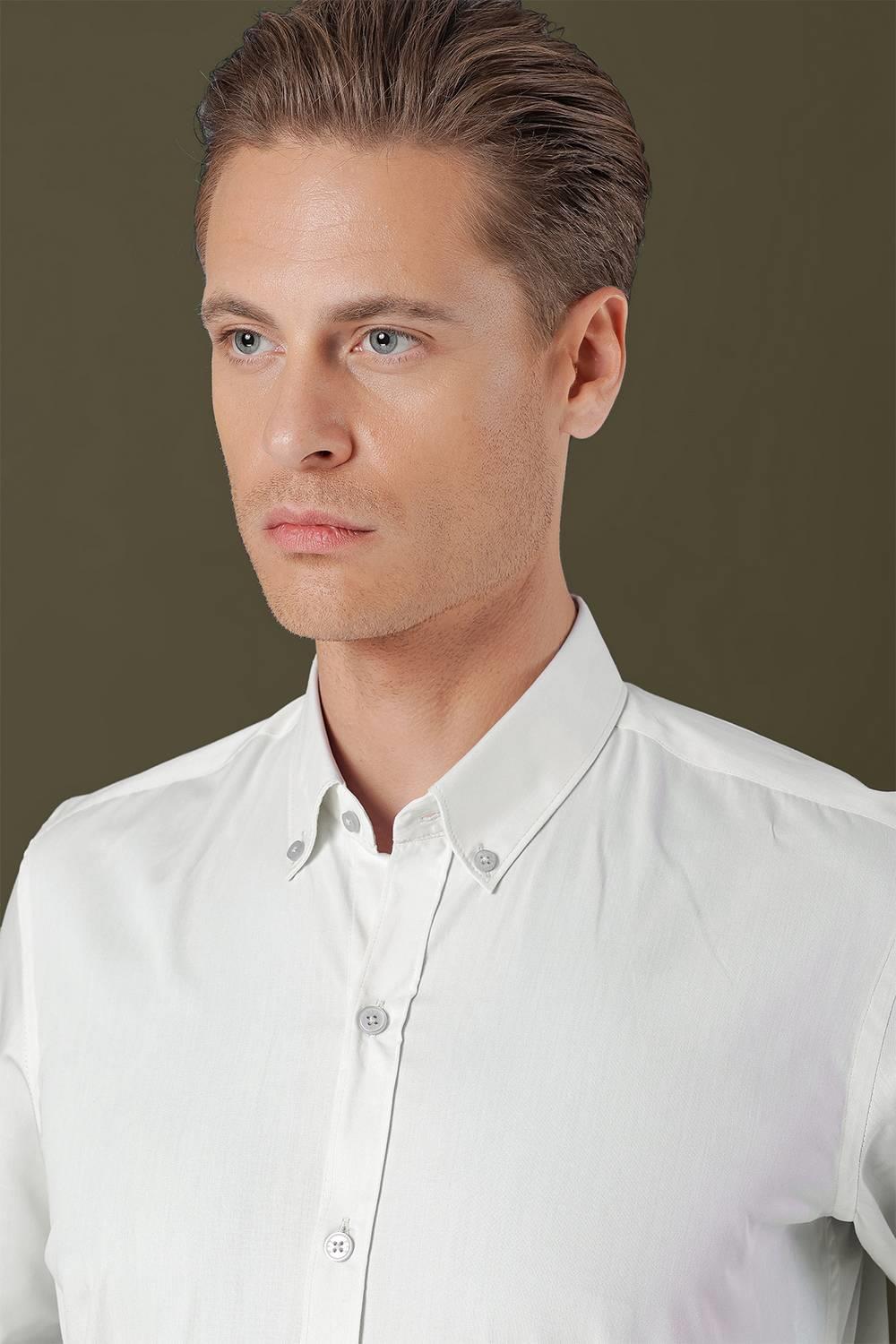 GK 711 Slim Fit Mavi Klasik Gömlek