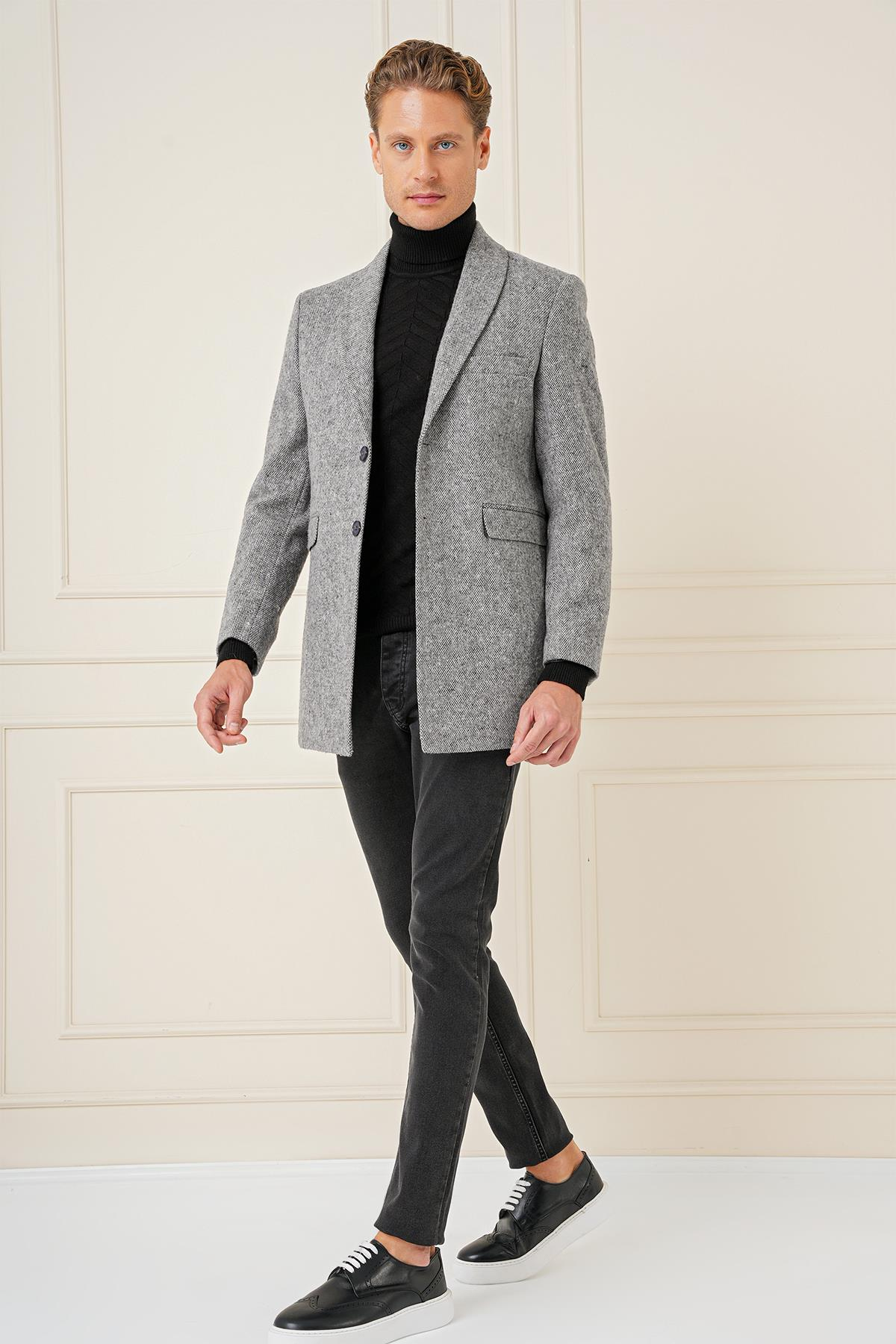 KA 084 Slim Fit Gri Spor Kaban