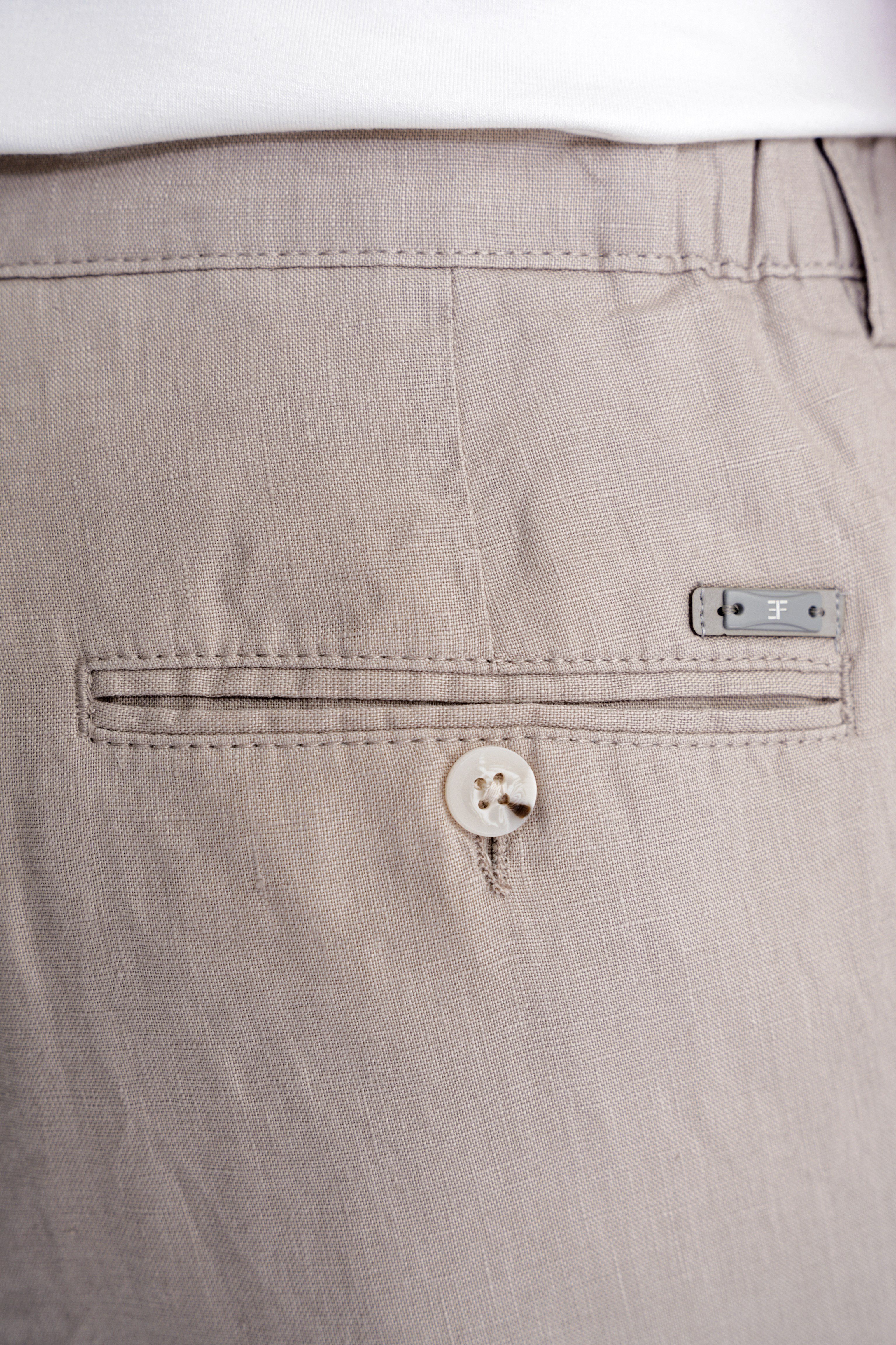 Oversize Kalıp Yan Cep Beli Lastikli Taş Keten Pantolon P 1216