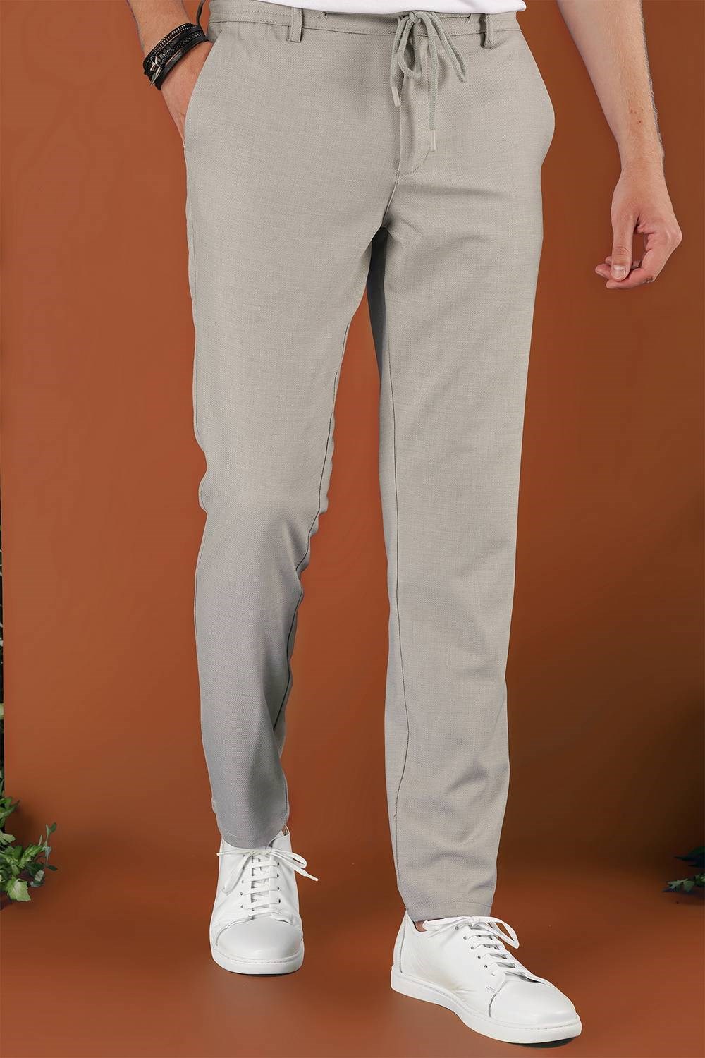 P 1117 Slim Fit Açık Gri Spor Pantolon