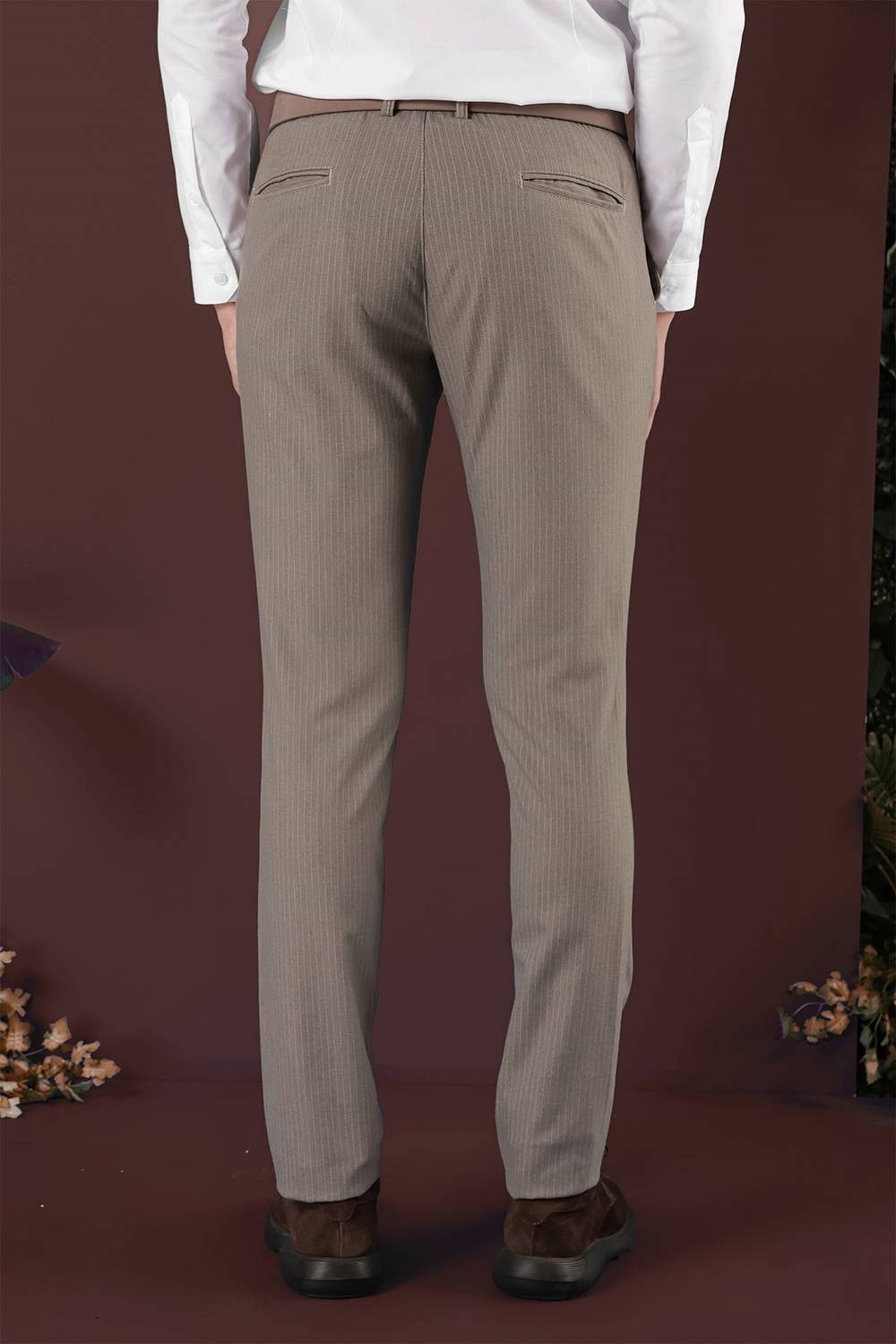 P 1136 Slim Fit Bej Klasik Pantolon