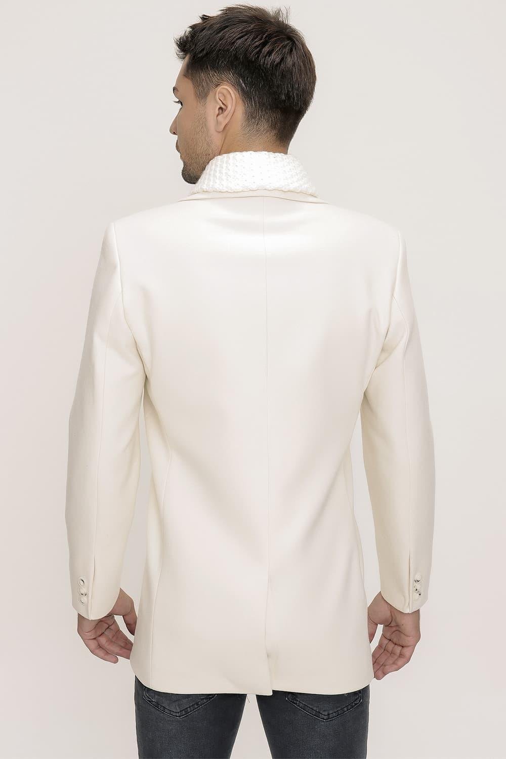 PLT 073 Beyaz Klasik Palto