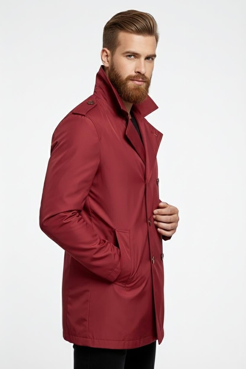 PRD 029 Slim Fit Bordo Spor Pardösü