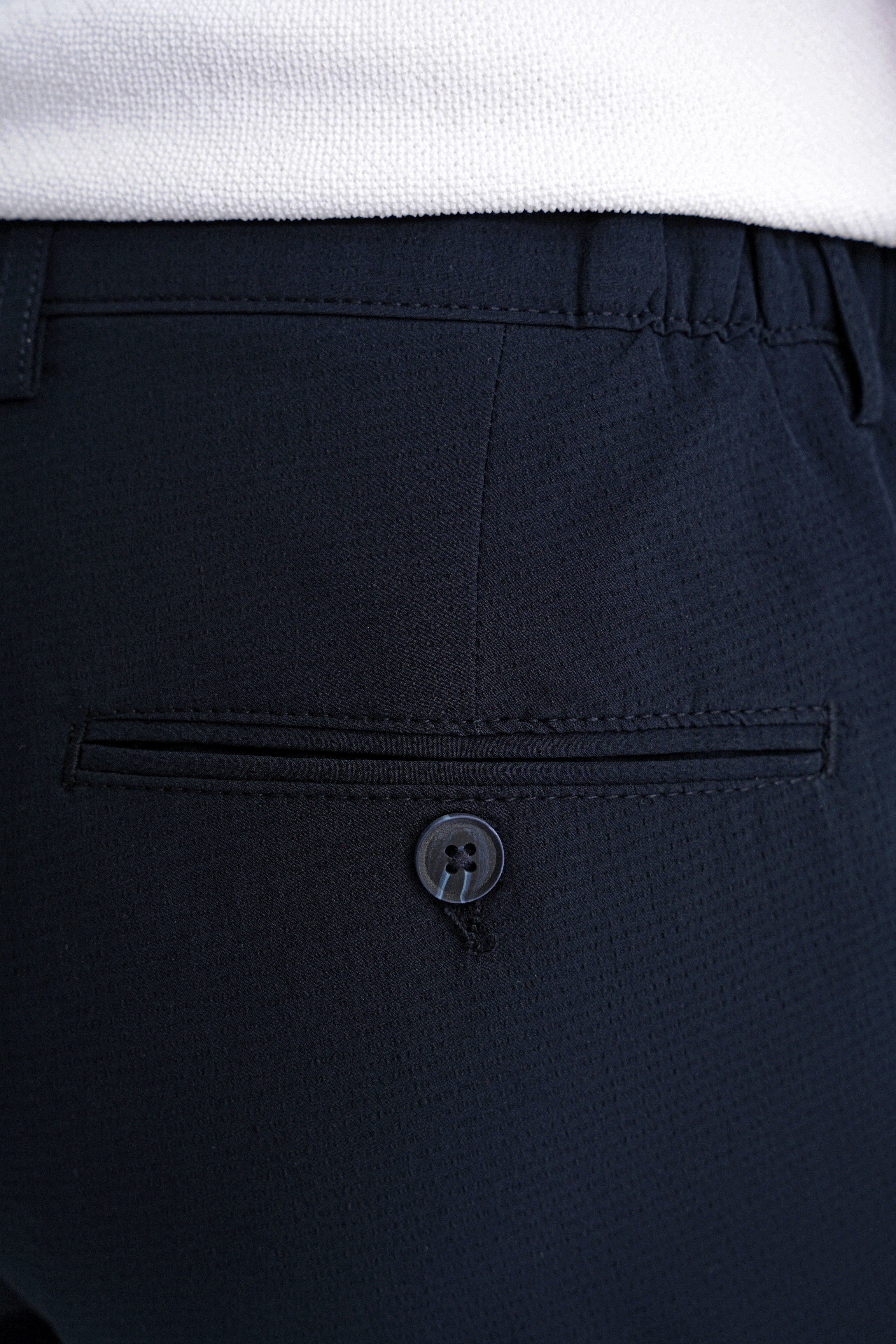 Regular Fit Yan Cep Doku Desenli Beli Lastikli Lacivert Pantolon P 1212