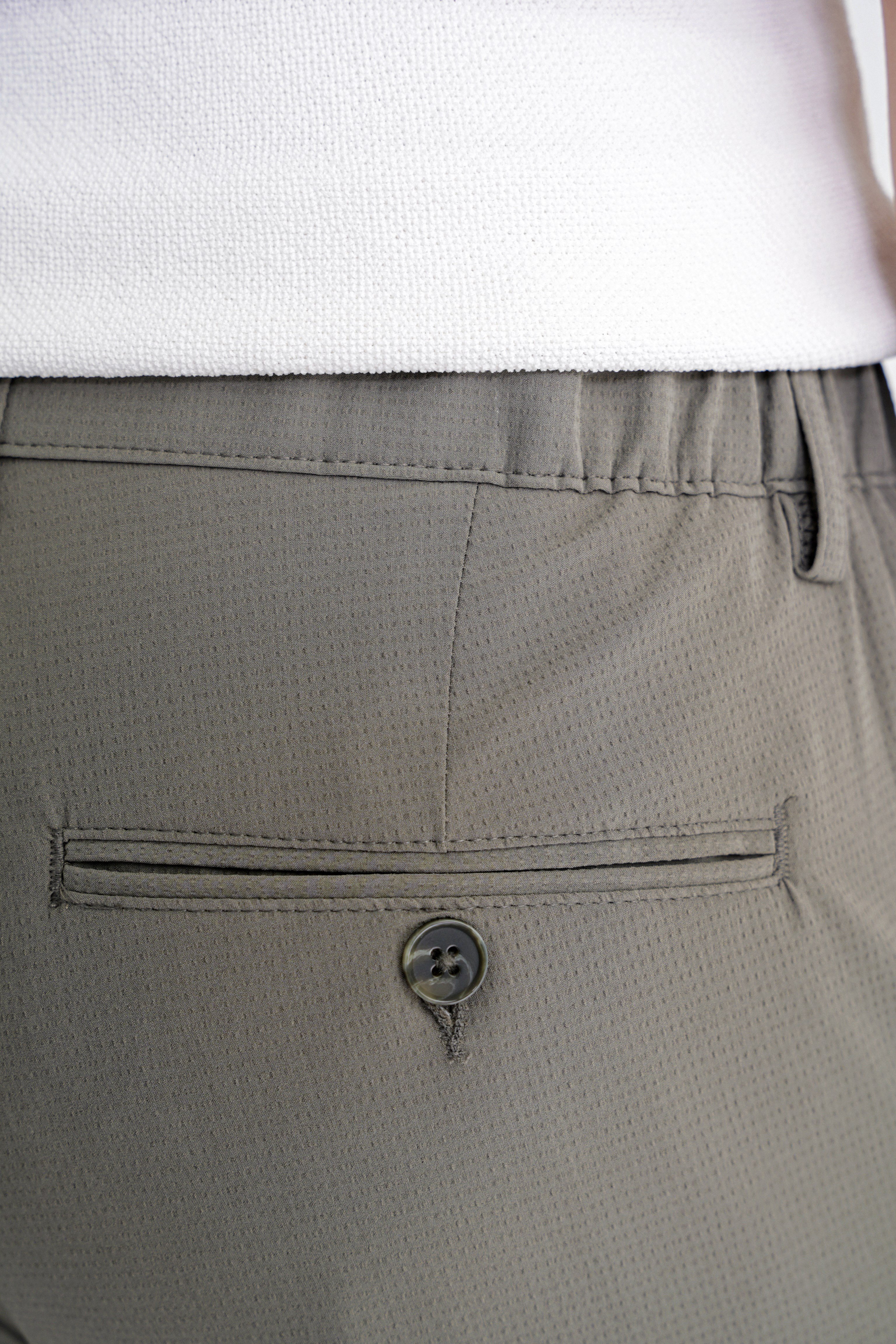 Regular Fit Yan Cep Doku Desenli Beli Lastikli Haki Pantolon P 1212