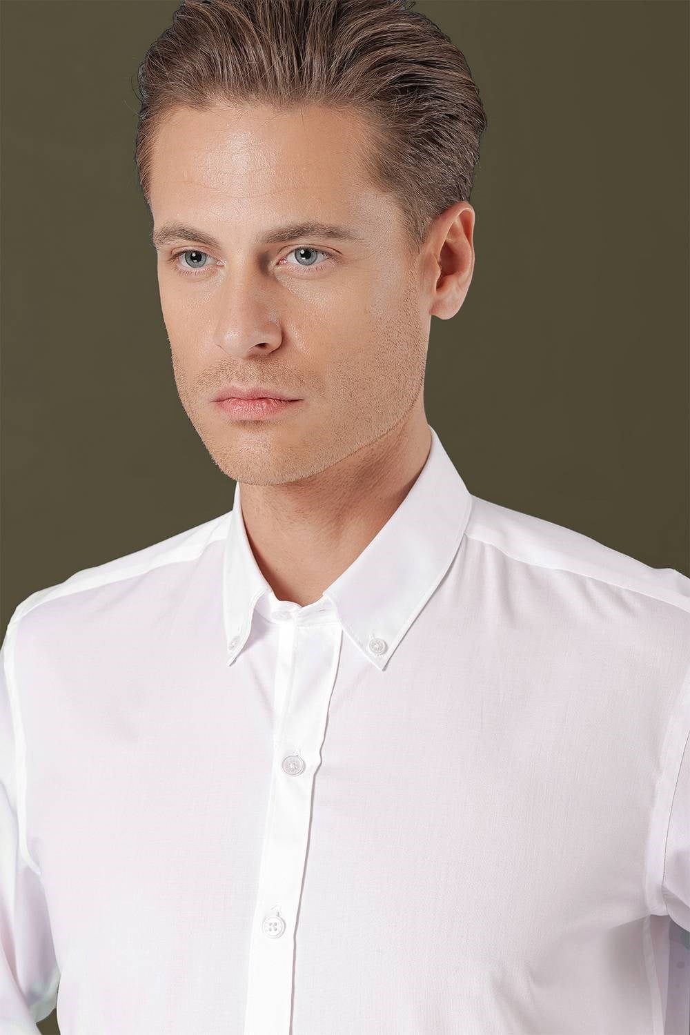 Slim Fit %100 Pamuk Beyaz Gömlek GK 711