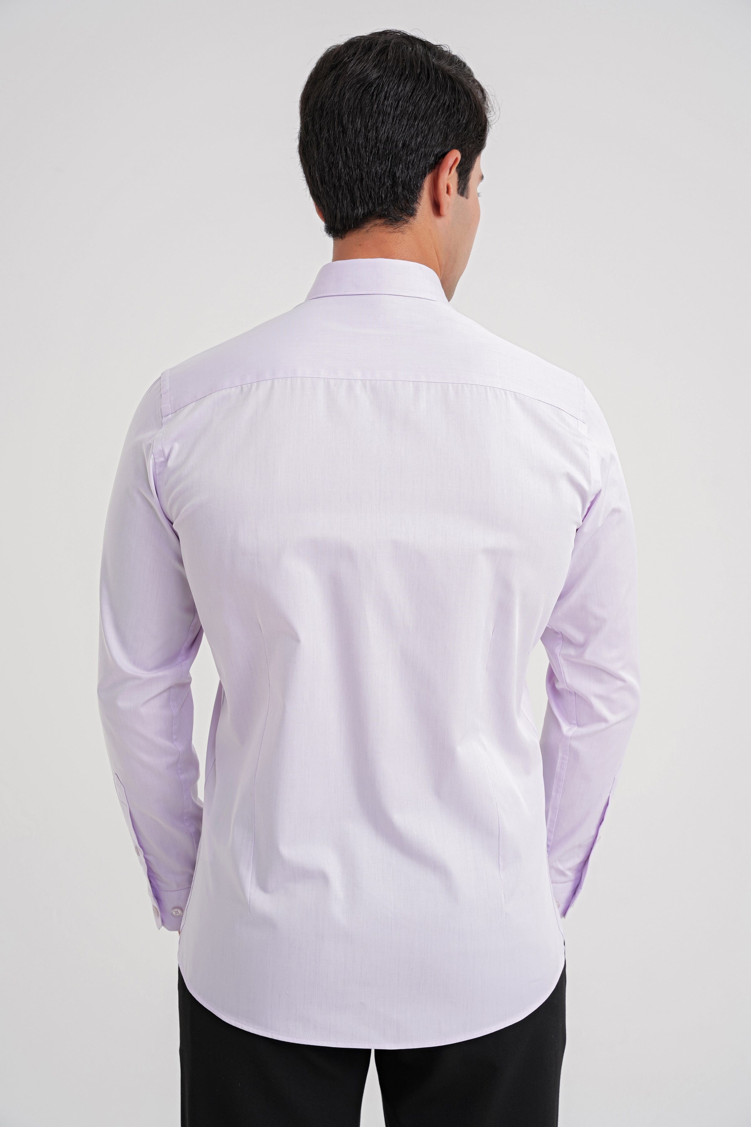 Slim Fit %100 Pamuk Düğme Yakalı Lila Gömlek GK 711