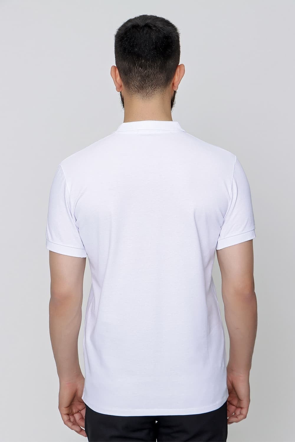 Slim Fit %100 Pamuk Düğmeli Beyaz Polo Yaka Tişört Ts 829