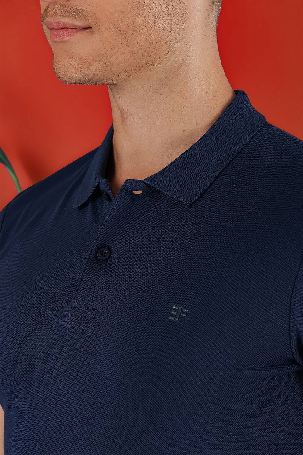 Slim Fit %100 Pamuk Düğmeli Lacivert Polo Yaka Tişört Ts 845