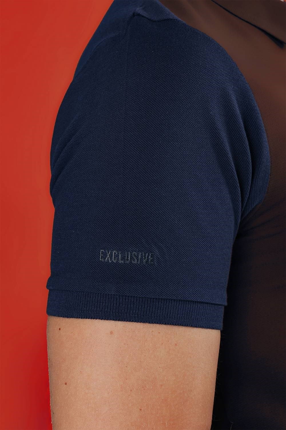 Slim Fit %100 Pamuk Düğmeli Lacivert Polo Yaka Tişört Ts 845