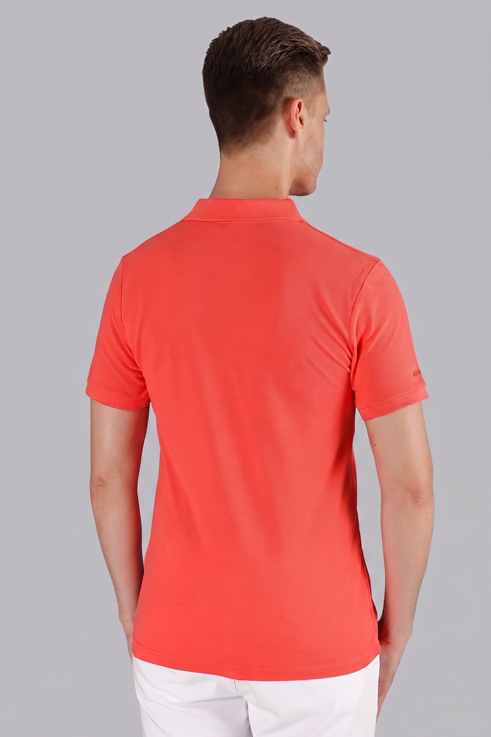 Slim Fit %100 Pamuk Düğmeli Mercan Polo Yaka Tişört Ts 845