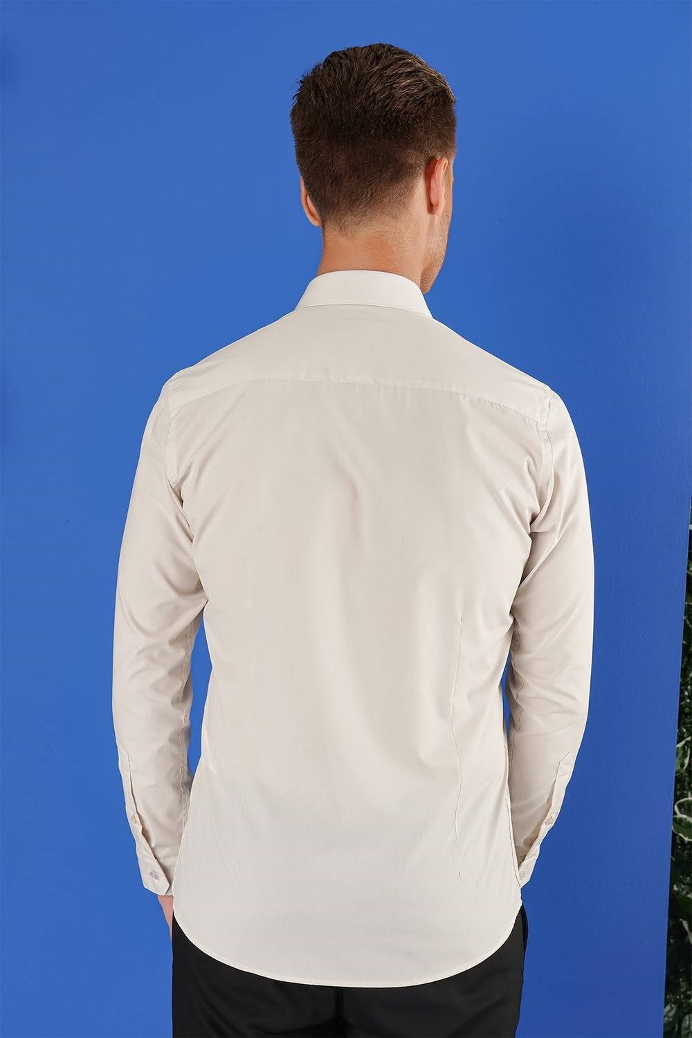 Slim Fit %100 Pamuk Kravat Yaka Taş Gömlek GK 683