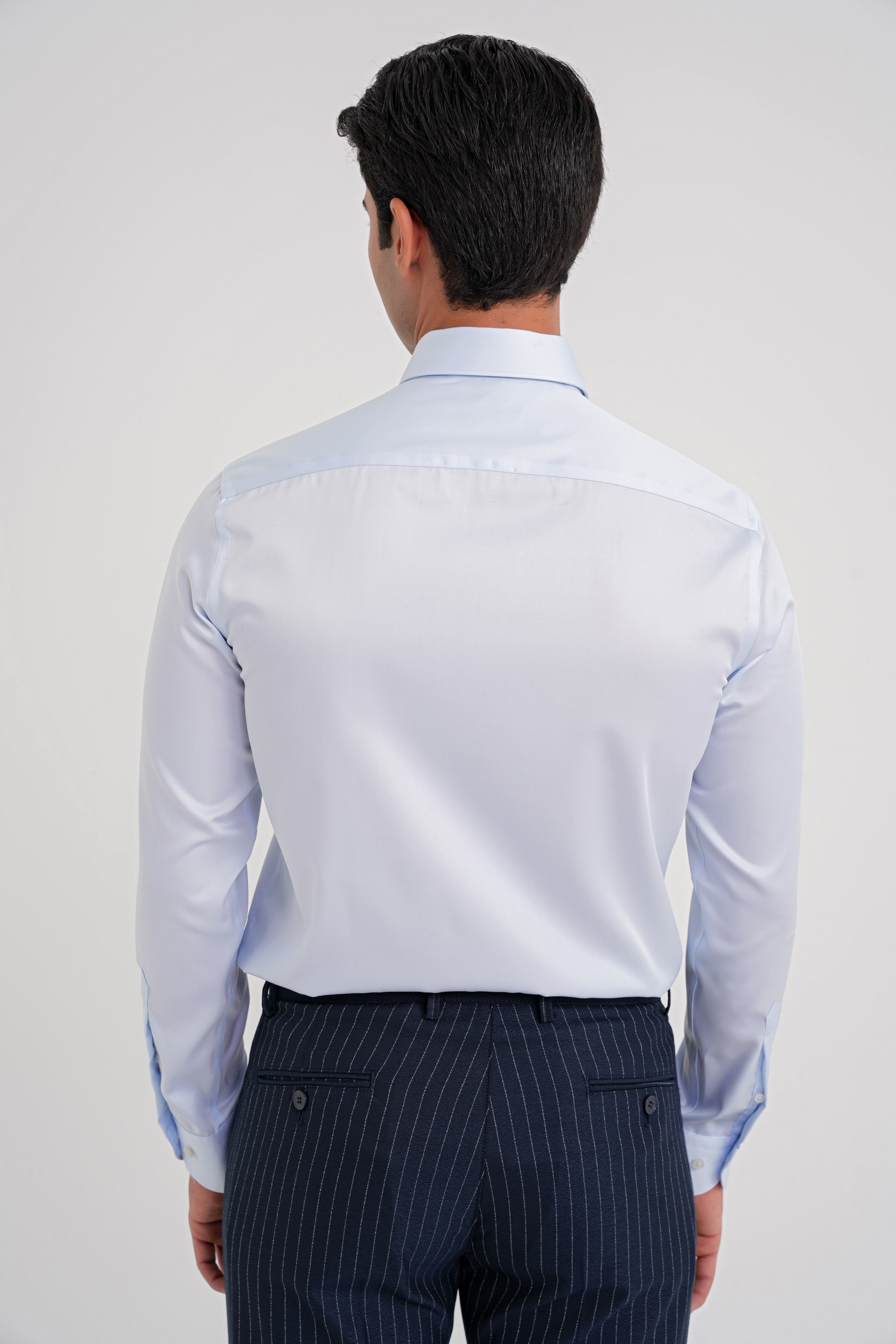 Slim Fit %100 Pamuk Non Iron Kumaş Mavi Gömlek Gk 734