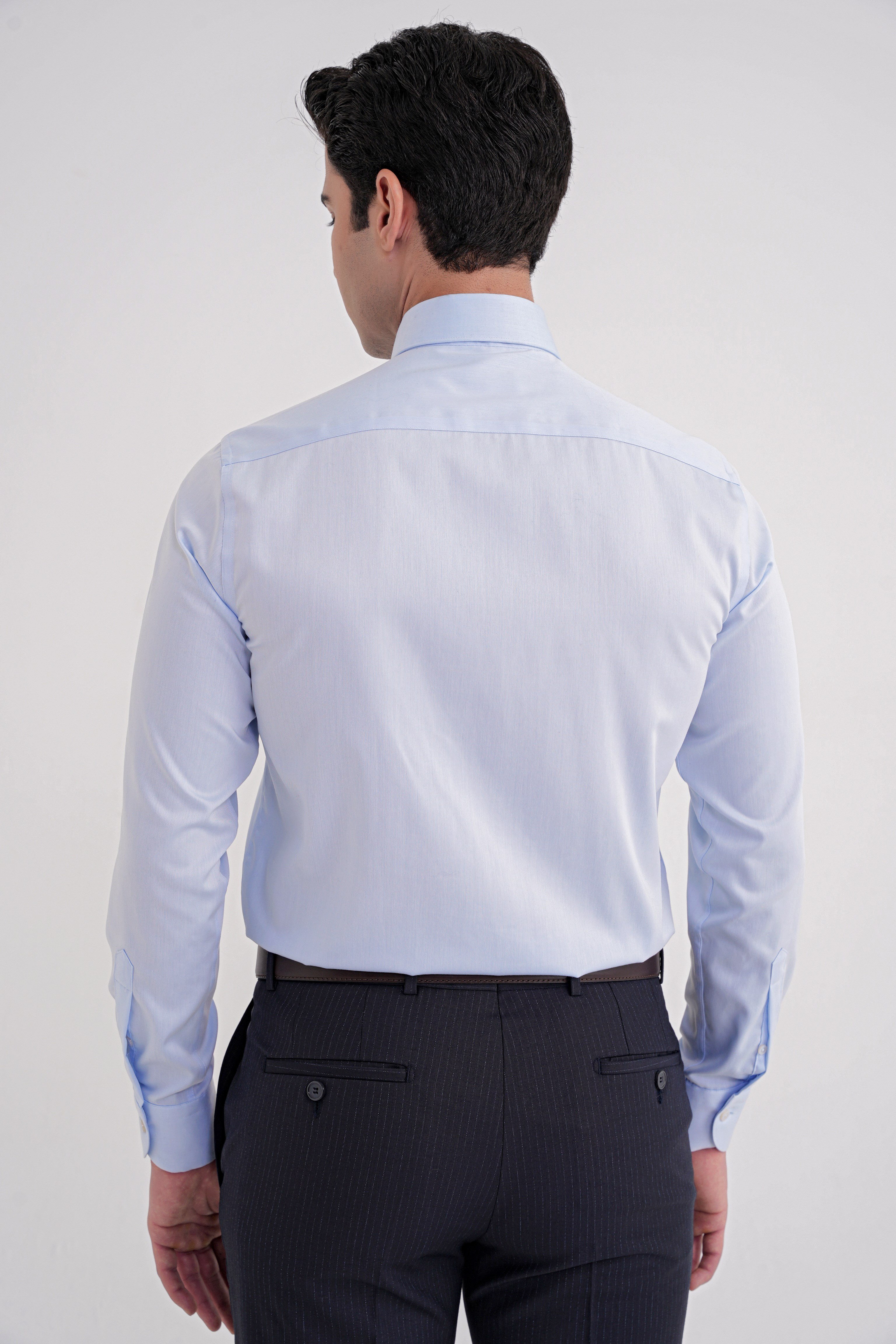 Slim Fit %100 Pamuk Non Iron Kumaş Mavi Gömlek  Gk 735