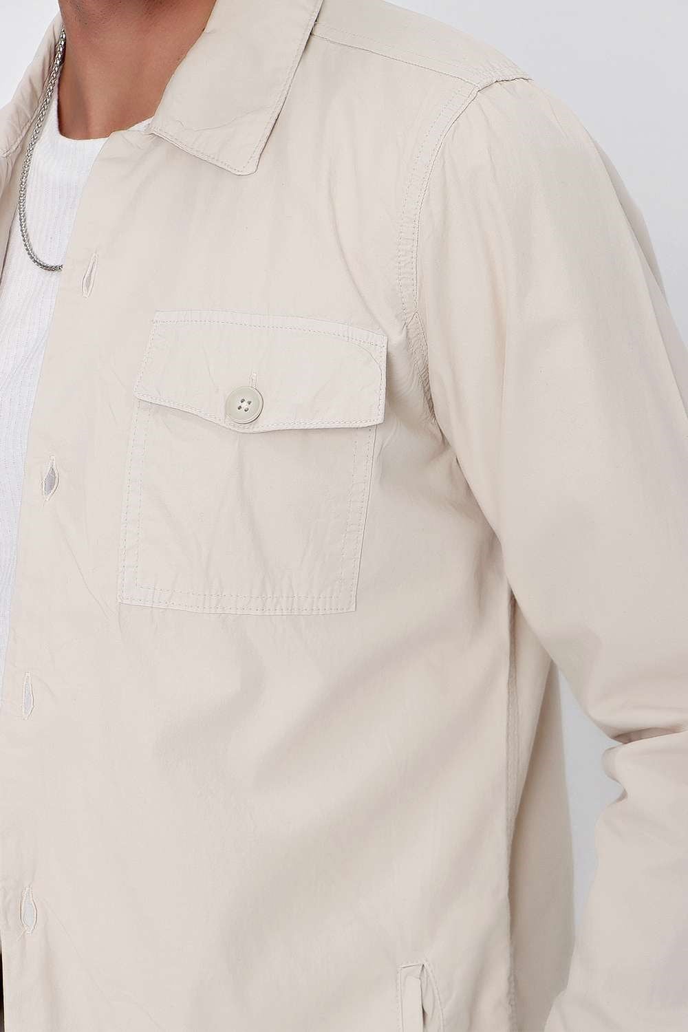 Slim Fit %100 Pamuk Yan Cep Gömlek Yaka Taş Spor Ceket C 618