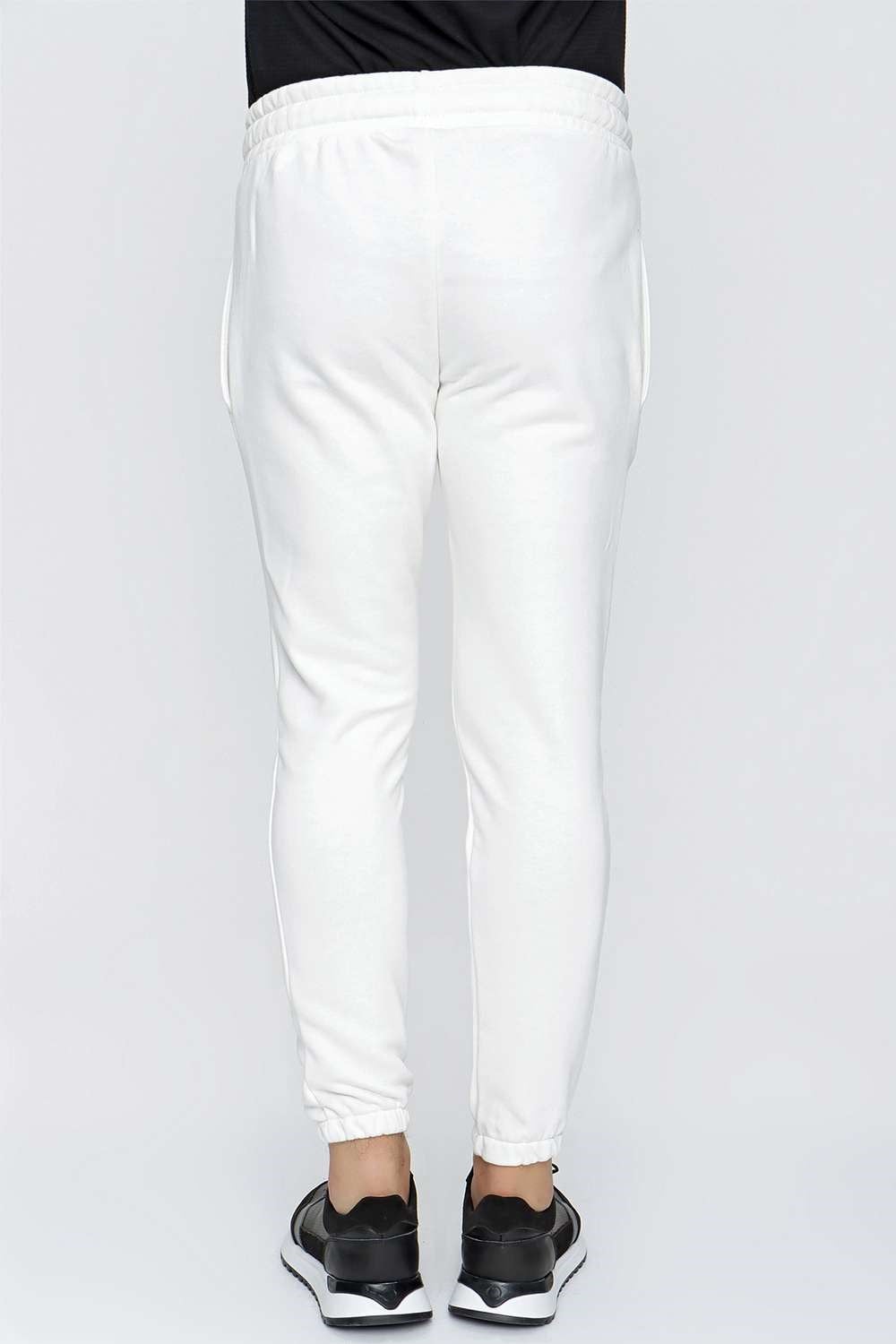 Slim Fit %100 Pamuk Yan Cepli İpli Beyaz Jogger Pantolon ATP 025