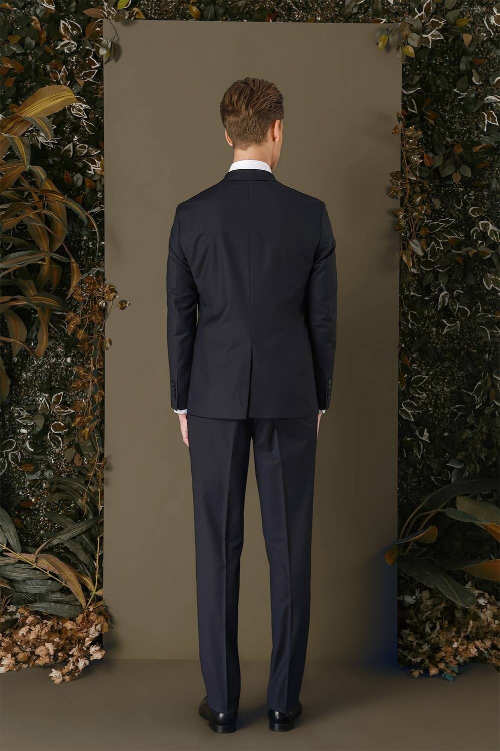 Slim Fit %97 Yün Esnek Lacivert Yelekli Takım Elbise TK 881