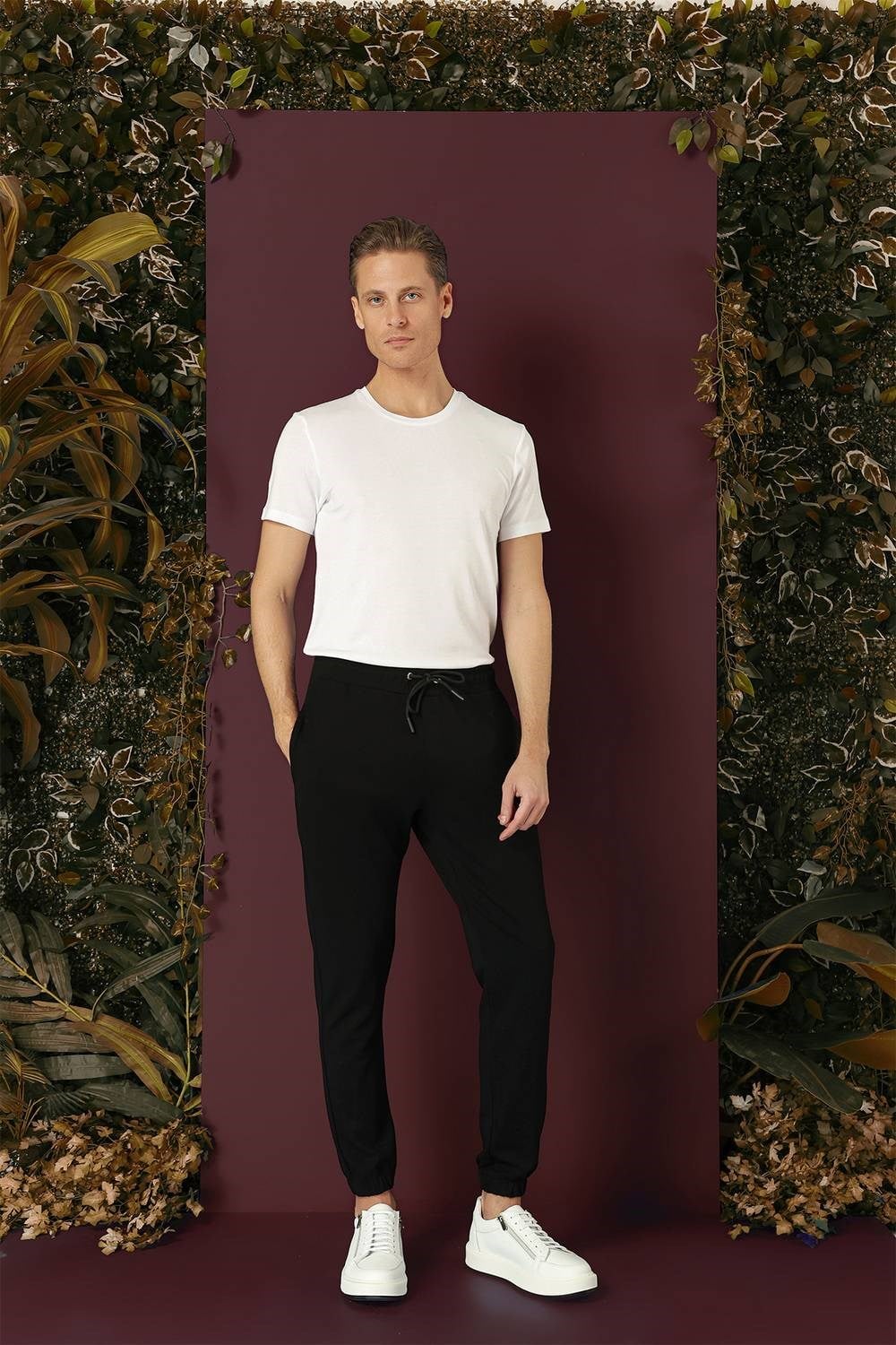 Slim Fit Beli İpli Paçası Lastikli Siyah Jogger Pantolon P 1140