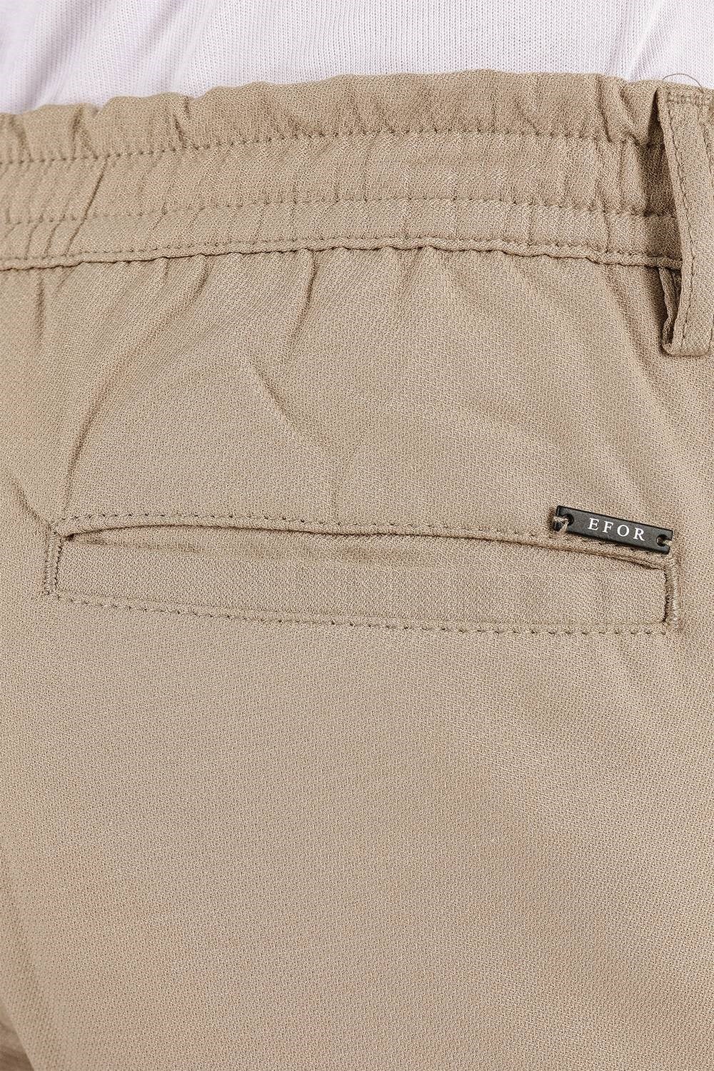 Slim Fit Beli Lastikli Esnek Pamuk Bej Pantolon P 1118