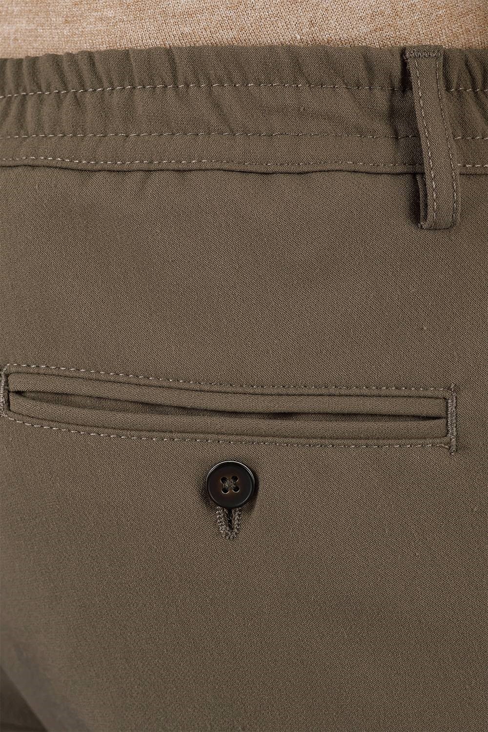 Slim Fit Beli Lastikli Önden Pens Detaylı Esnek Pamuklu Bej Pantolon P 1130