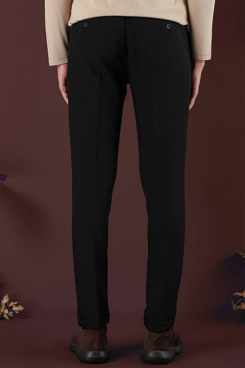 Slim Fit Beli Lastikli Önden Pens Detaylı Esnek Pamuklu Lacivert Pantolon P 1130