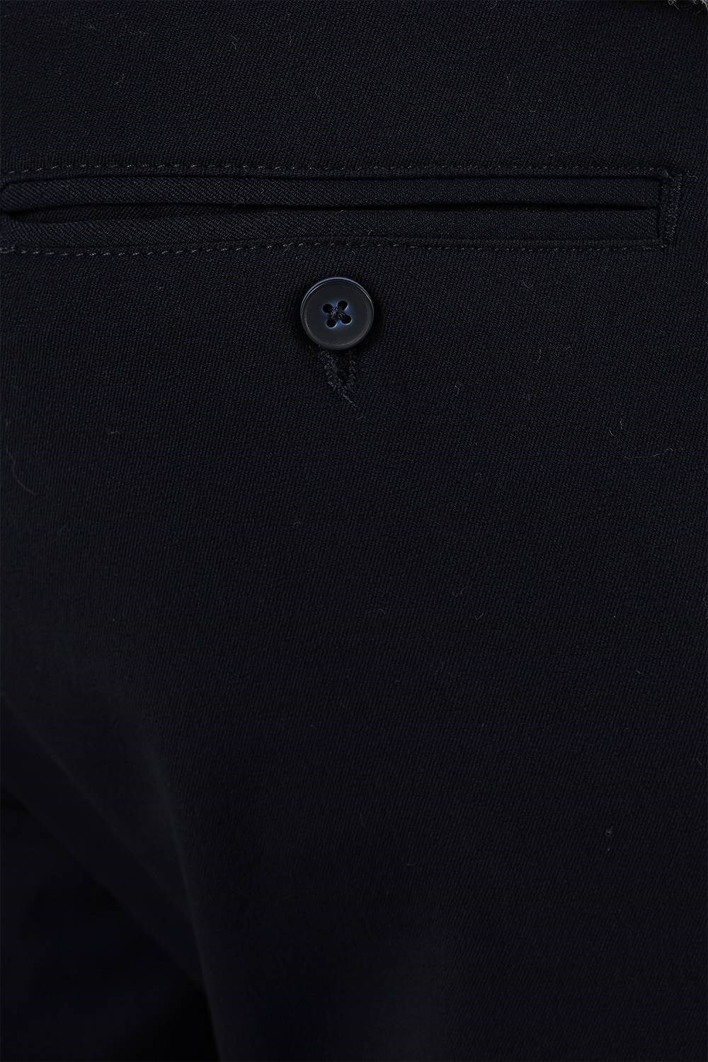 Slim Fit Beli Lastikli Pileli Esnek Yünlü Lacivert Pantolon P 1131