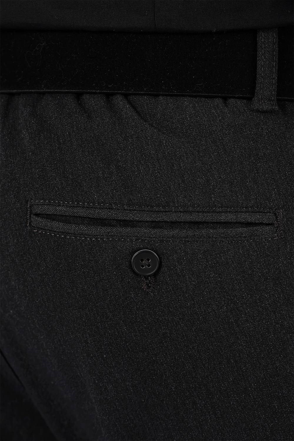 Slim Fit Beli Lastikli Pileli Esnek Yünlü Antrasit Pantolon P 1131