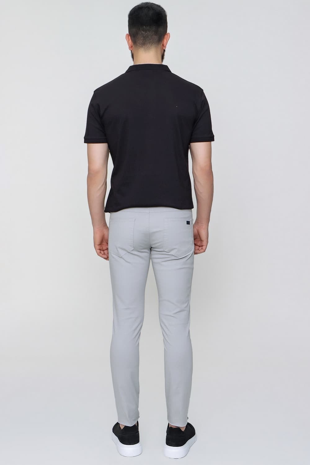 Slim Fit Beş Cep Esnek Pamuklu Gri Kanvas Pantolon P 1087