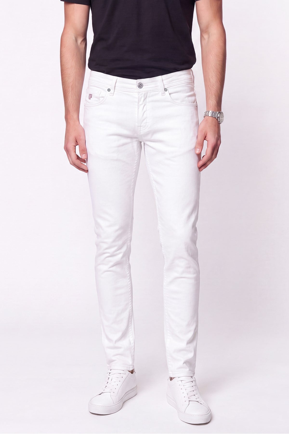 Slim Fit Beyaz Jean Kot Pantolon   PNT 098  
