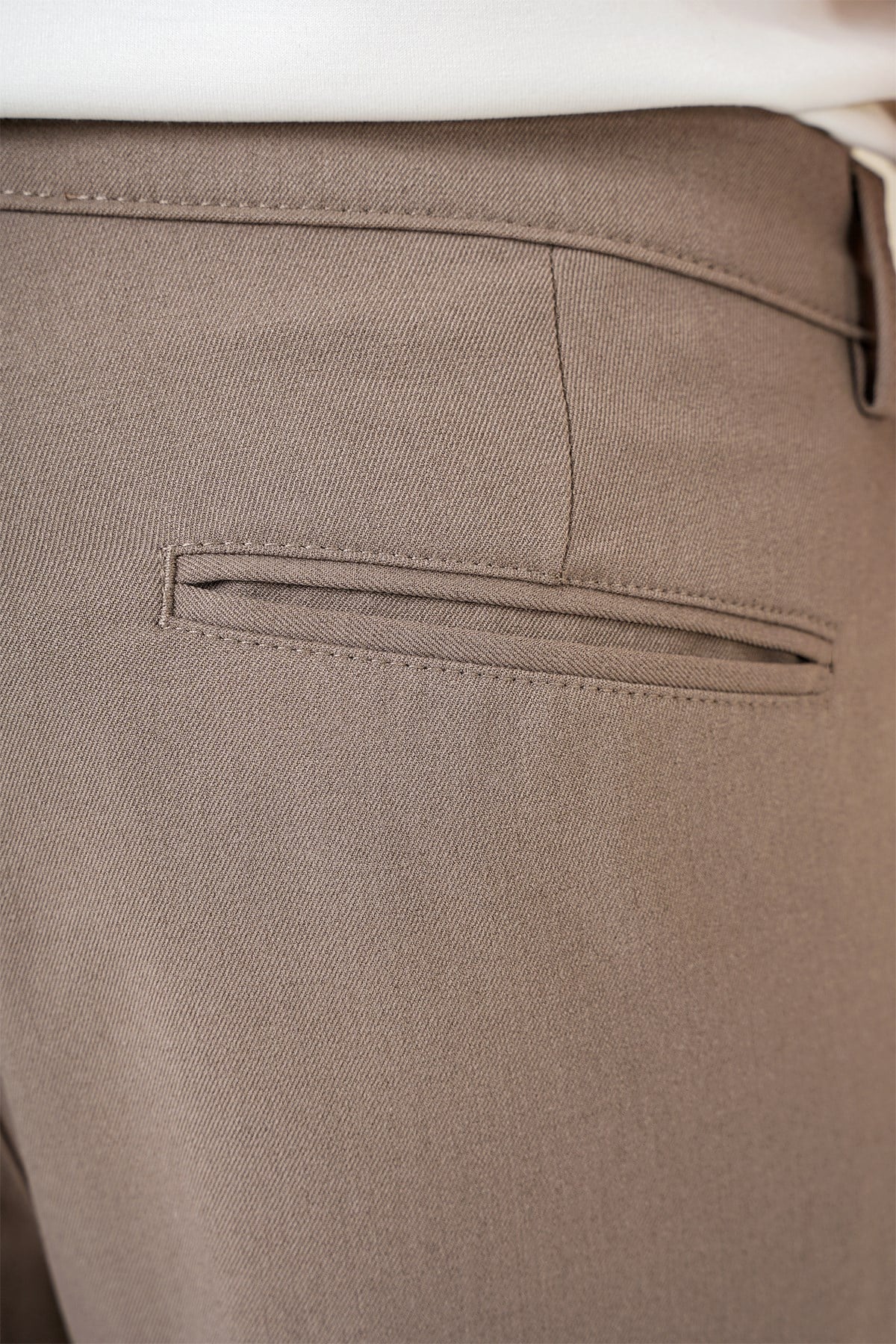 Slim Fit Çift Pileli Yan Cep Esnek Pamuk Bej Pantolon P 1164