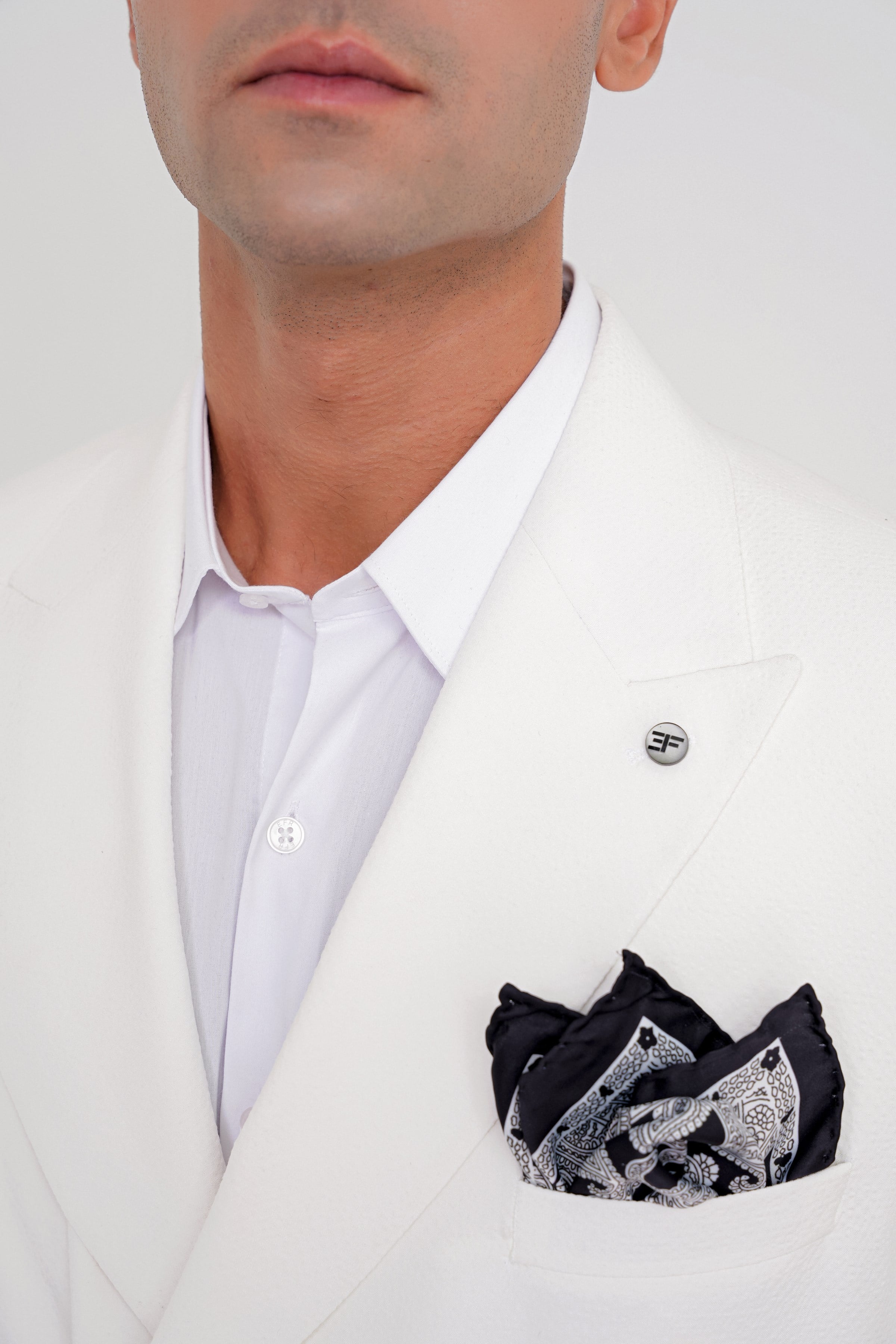 Slim Fit Çift Yırtmaç %100 Pamuk Gofre Kumaş Ekru Kruvaze Ceket C 646