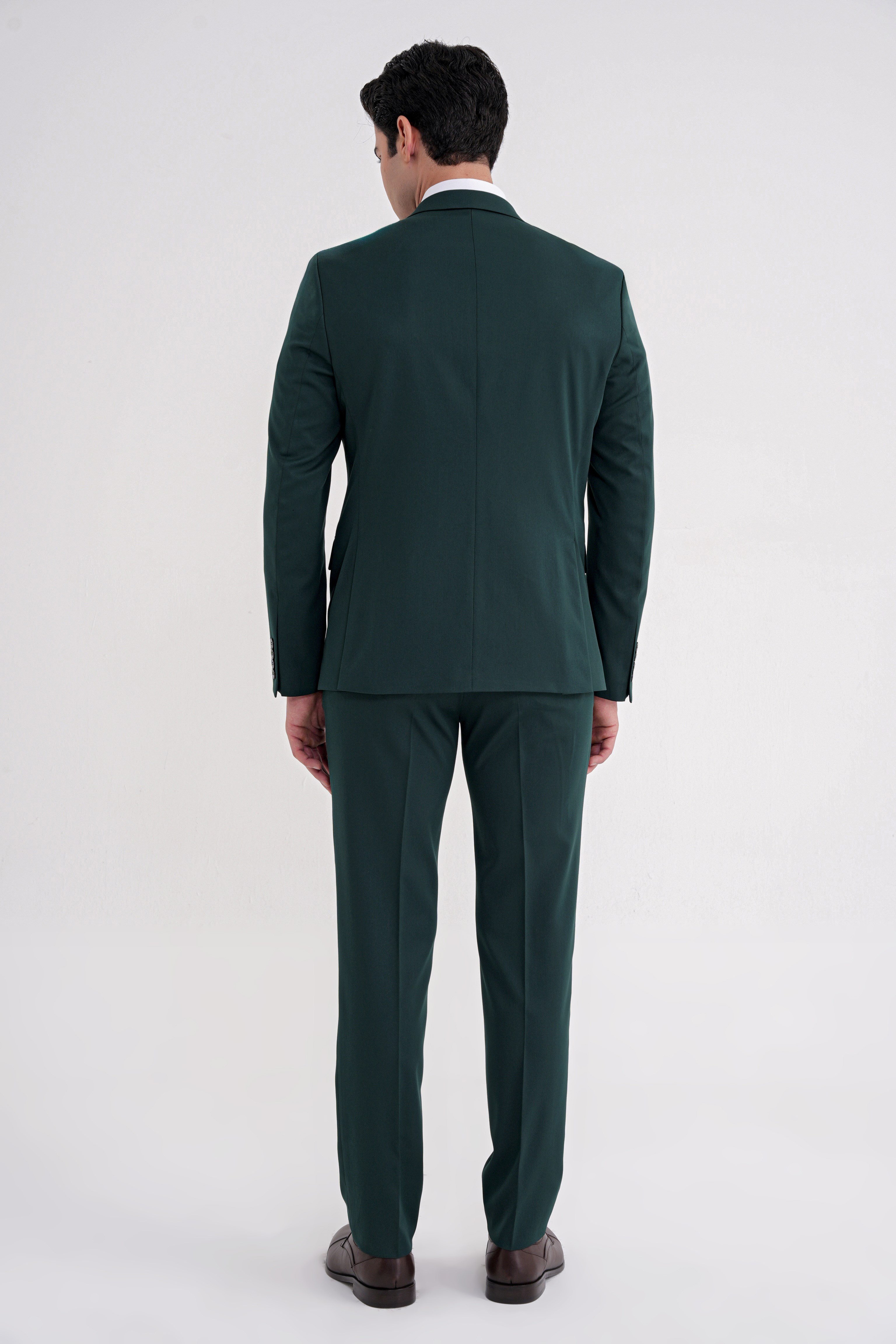 Slim Fit Çift Yırtmaç Düz Yeşil Klasik Takım Elbise TK 913