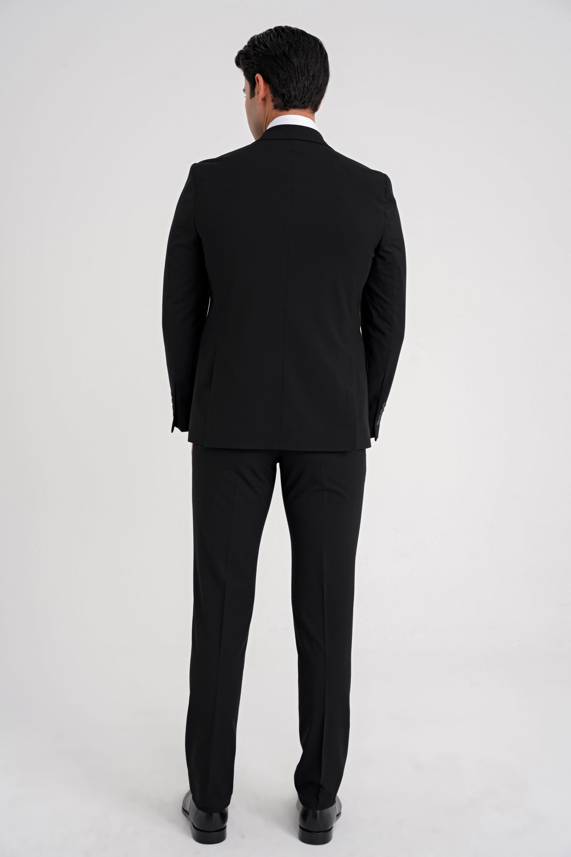 Slim Fit Çift Yırtmaç Esnek Düz Siyah Takım Elbise Tk 917