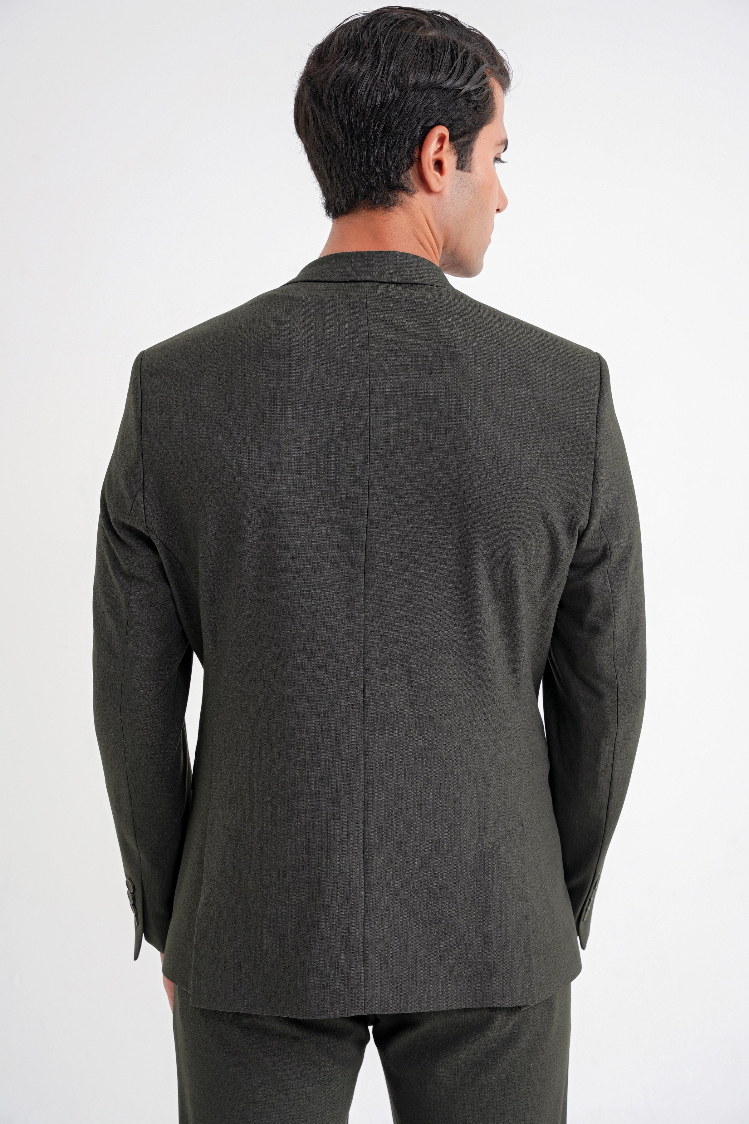 Slim Fit Çift Yırtmaç Esnek Pamuklu Füme Blazer Ceket C 716