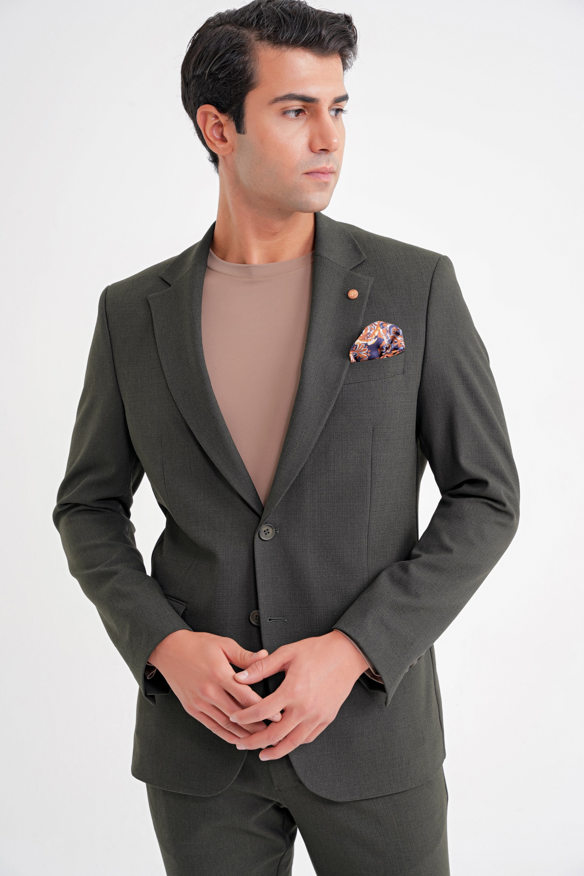 Slim Fit Çift Yırtmaç Esnek Pamuklu Füme Blazer Ceket C 716