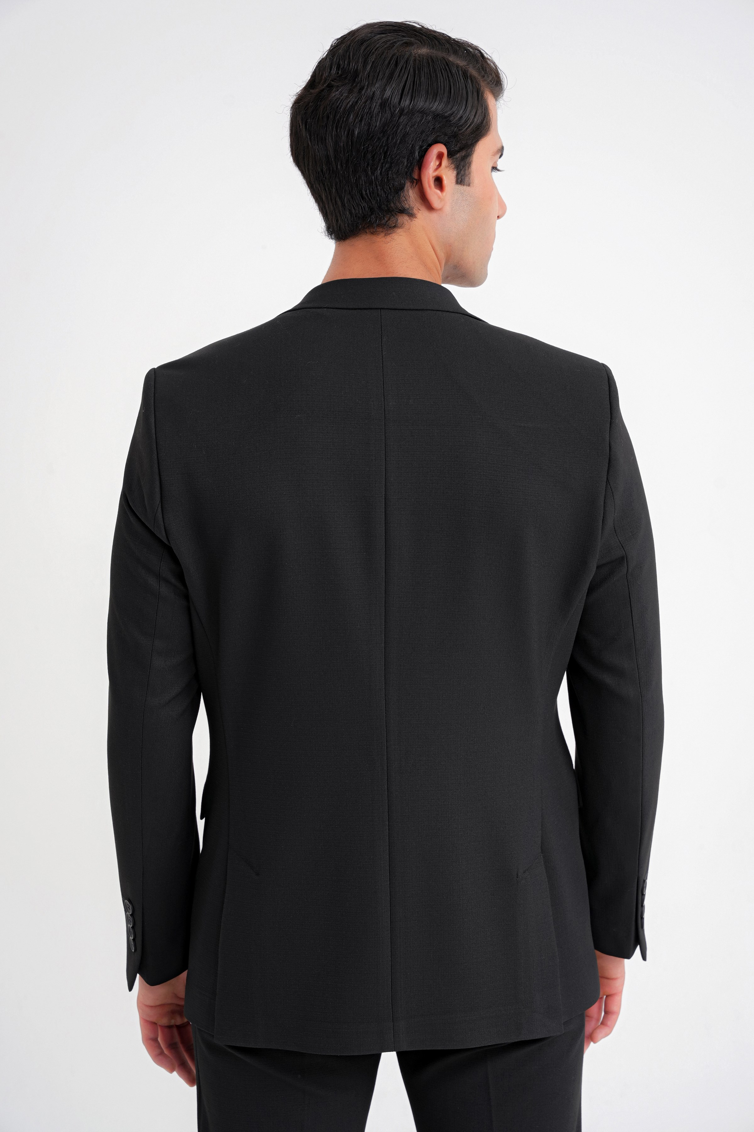 Slim Fit Çift Yırtmaç Esnek Pamuklu Siyah Blazer Ceket C 716